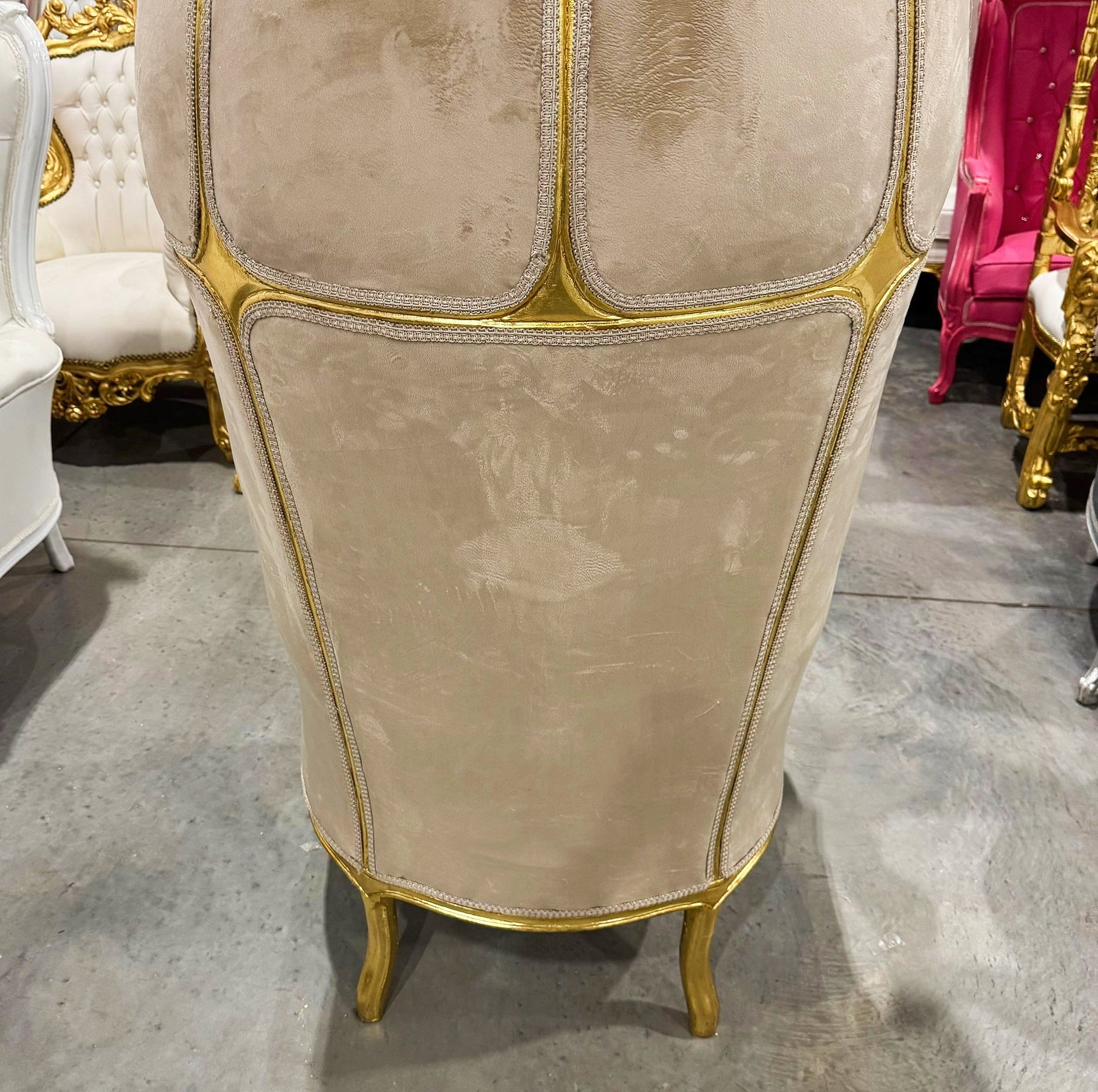 Balloon Chair French Style Dark Beige High-Back Canopy Lacquer Chair