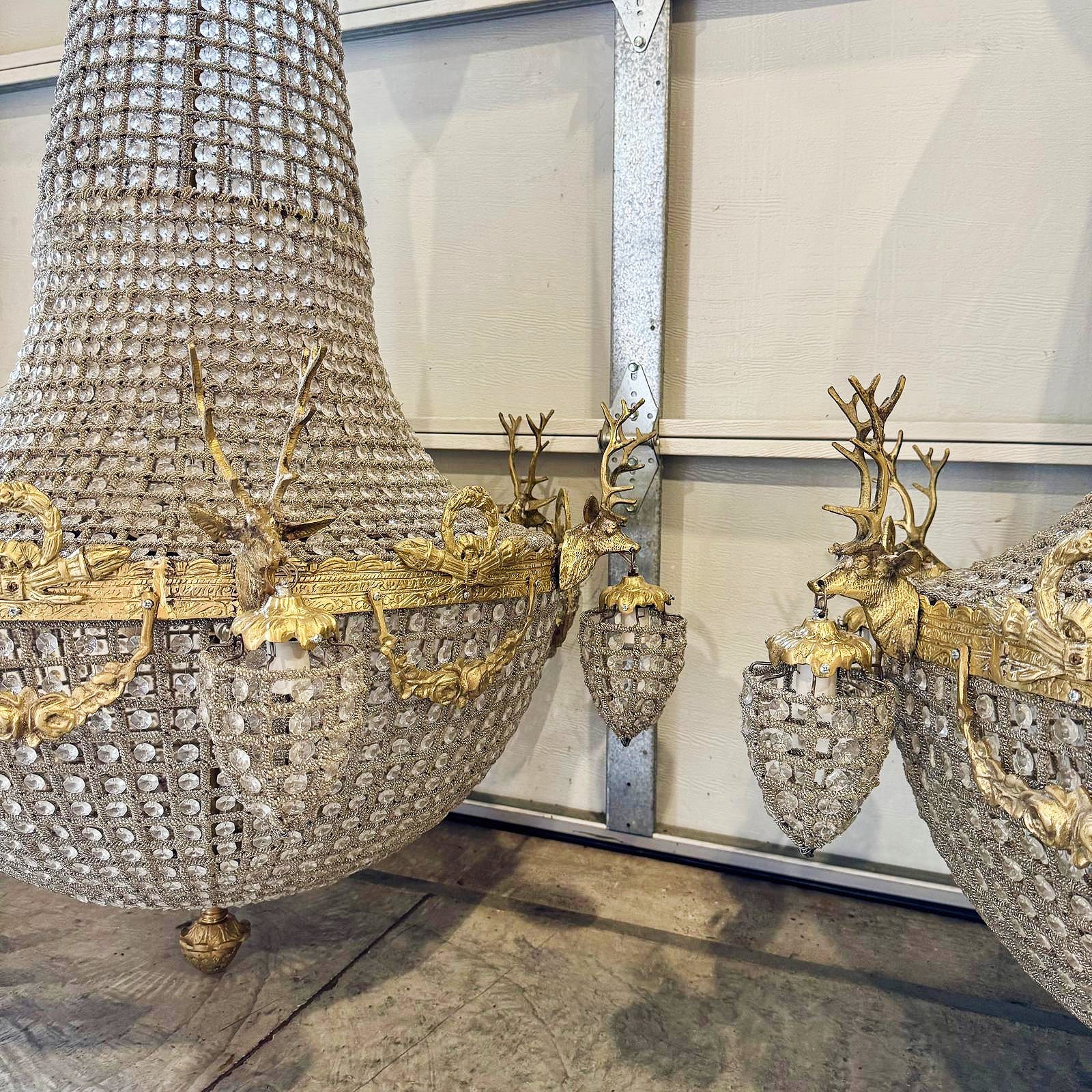 X-Large Dear Stag Chandelier *One available* Gold Details Lighting Furniture