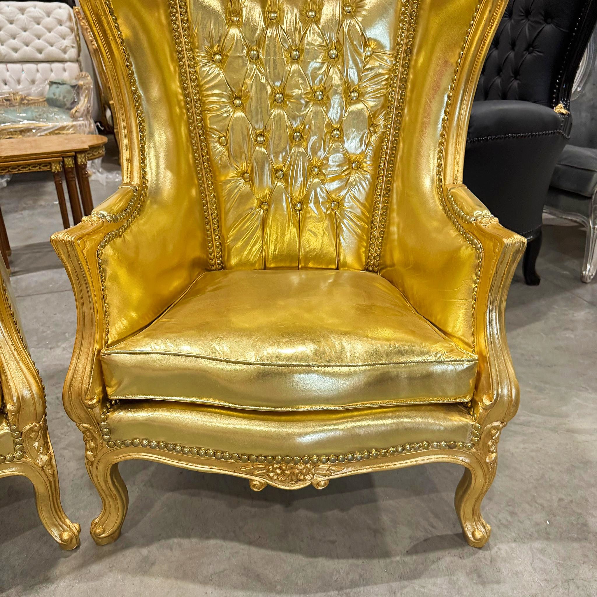Balloon Chair French Style Golden High-Back Canopy Lacquer Chair