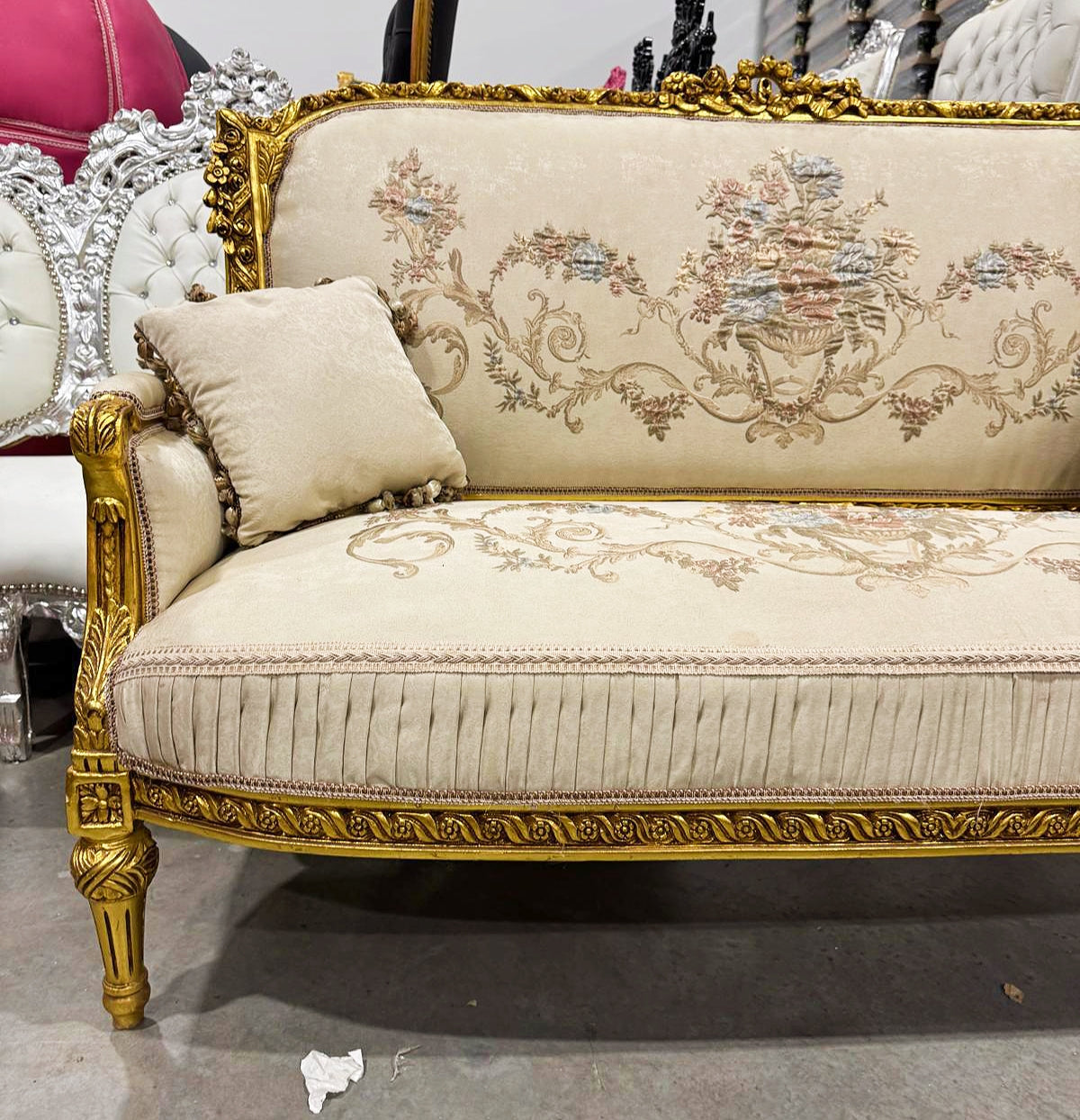 Baroque Style Beige White Sofa Interior Design Gold Details French