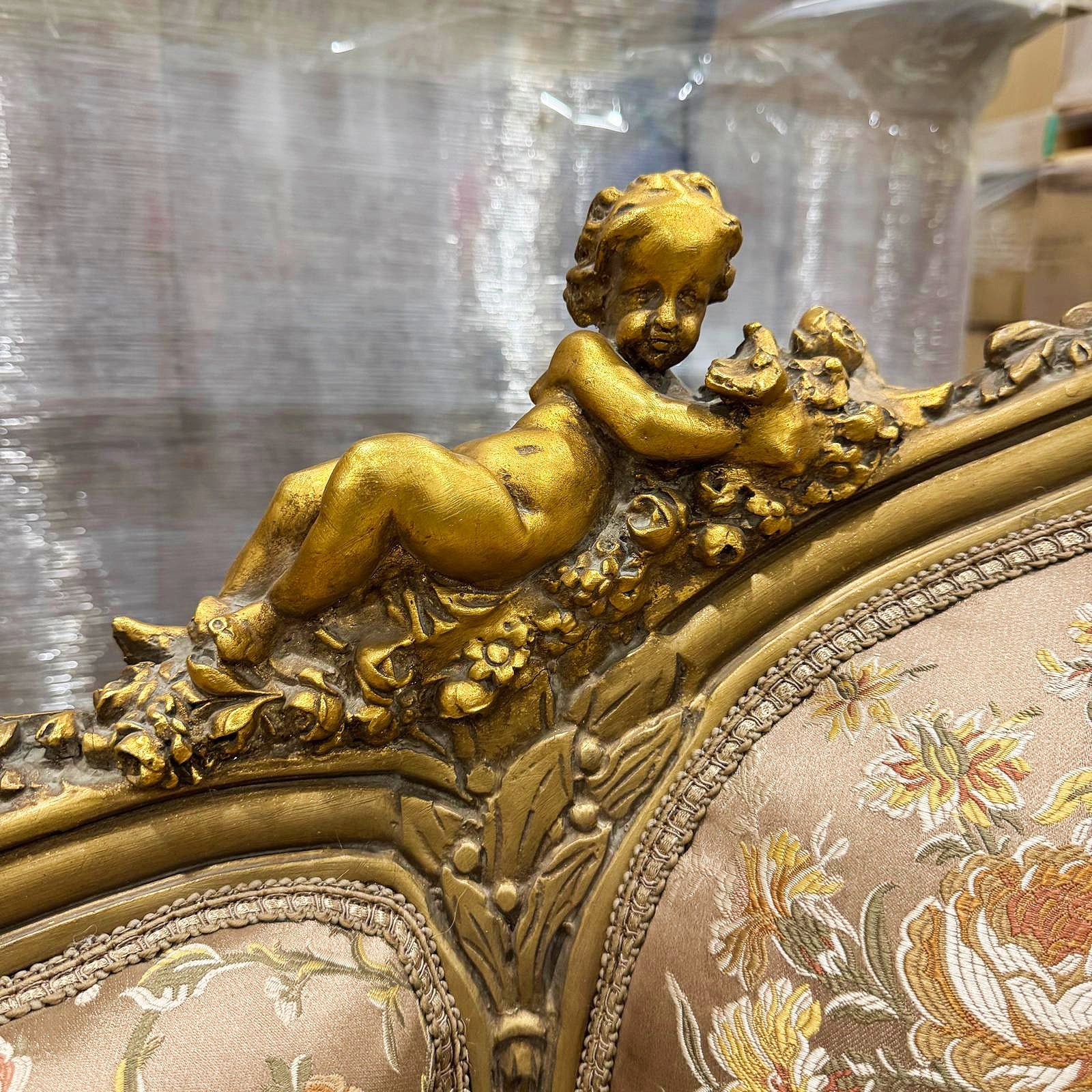 Light Coffee Sofa Baroque Style Interior Design Gold Leaf Details French