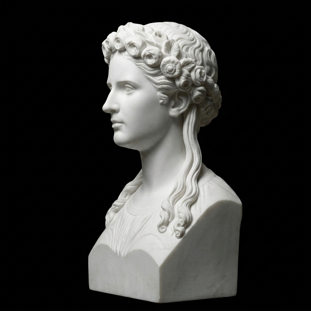 One-of-a-Kind Hand-Carved Natural Marble Bust Sculpture – Karoline von Rehfues