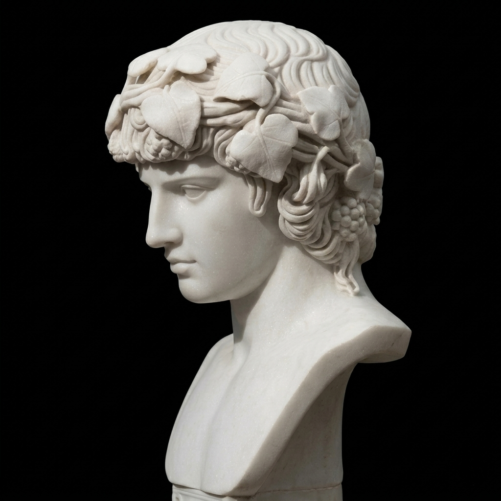 One-of-a-Kind Hand-Carved Natural Marble Bust Sculpture – Portrait of Antinous