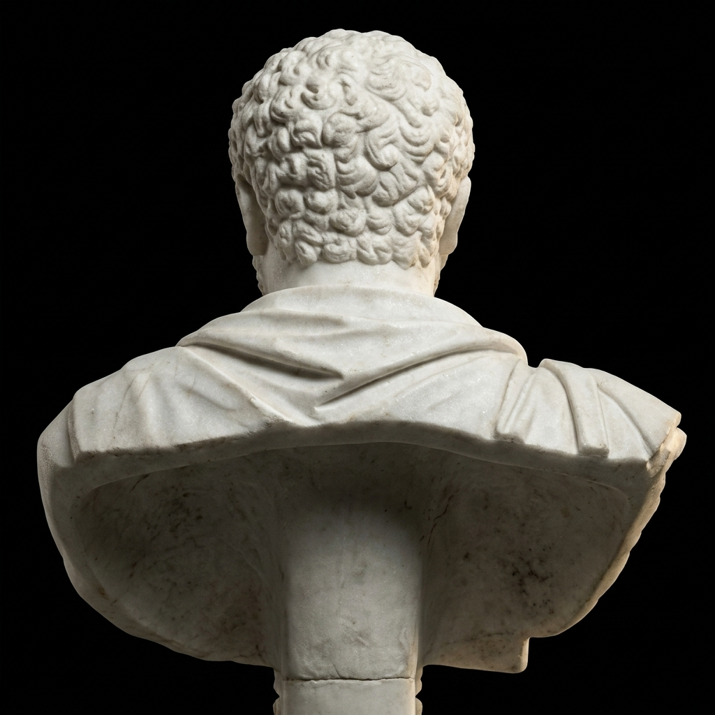 One-of-a-Kind Hand-Carved Natural Marble Bust Sculpture – Portrait of Caracalla