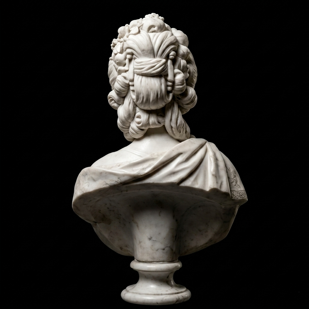 One-of-a-Kind Hand-Carved Natural Marble Bust Sculpture – Portrait of Marie Antoinette