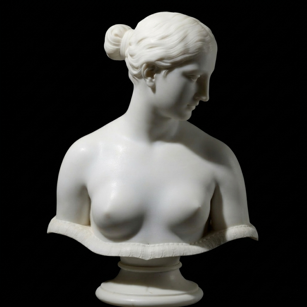One-of-a-Kind Hand-Carved Natural Marble Bust Sculpture – The Greek Slave