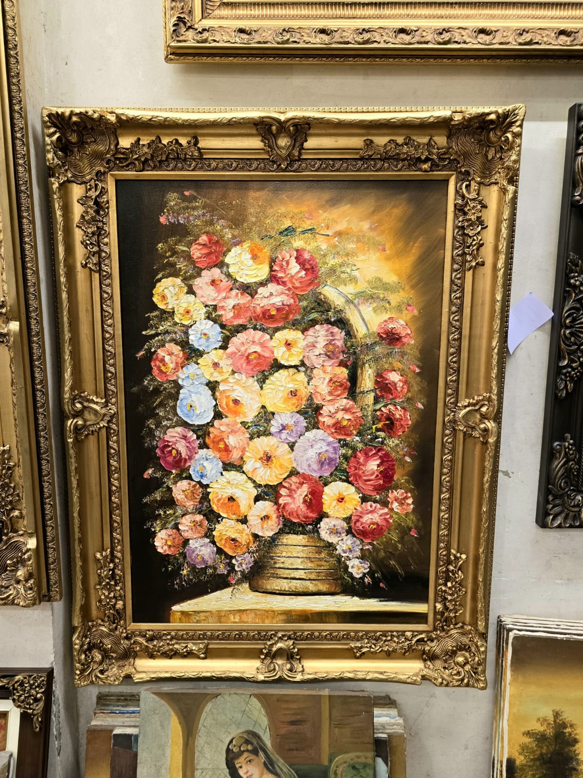 Wall Art Print on Cotton Fabric – Old Picture Flowers