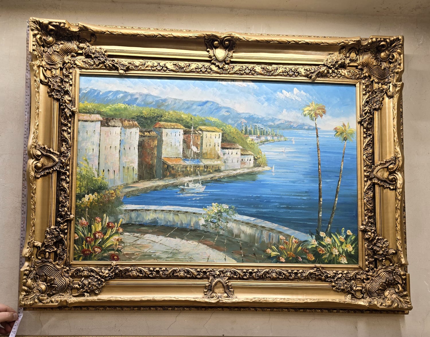 Wall Art Print on Cotton Fabric – Vintage Gold Leaf Frame