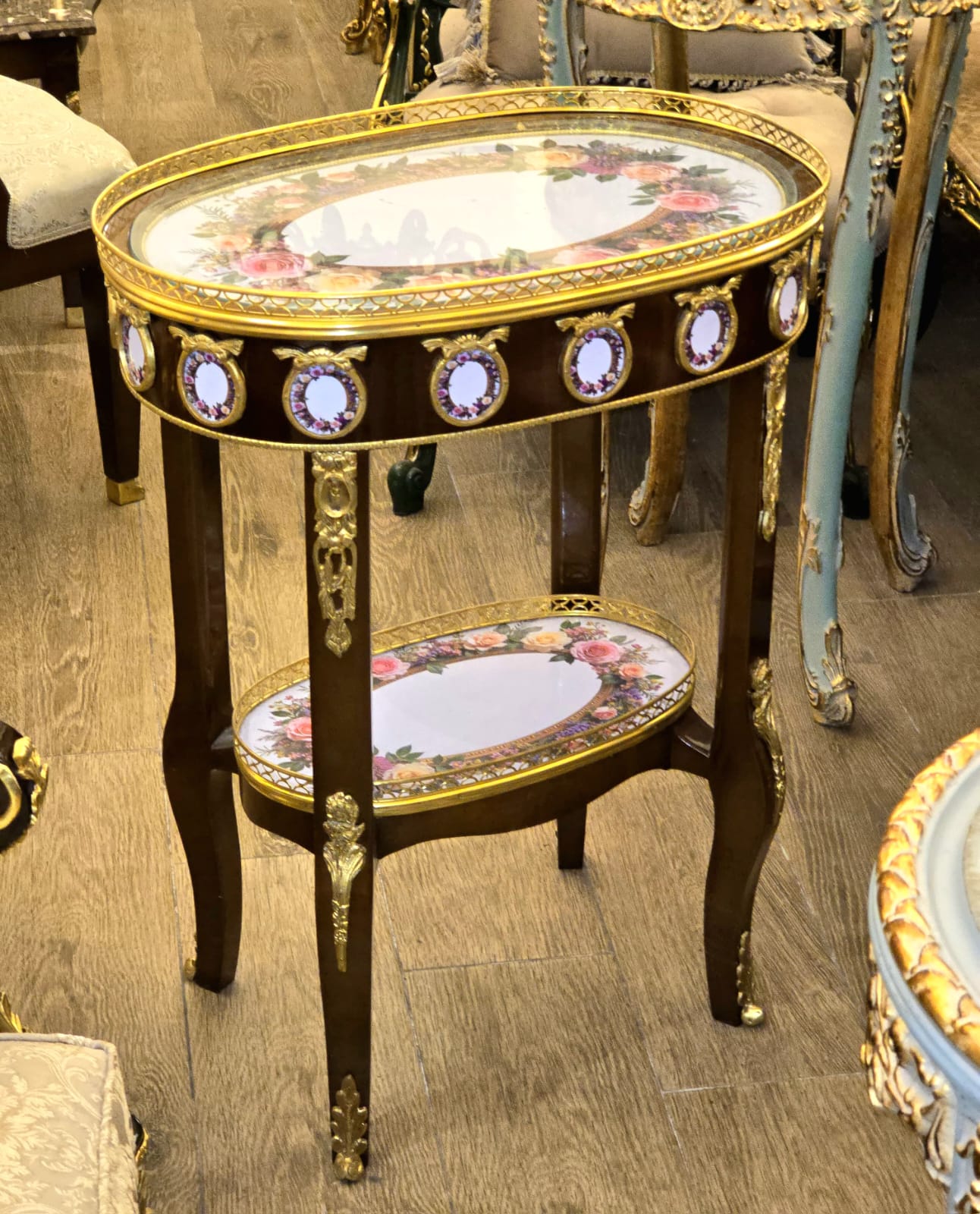 Rococo Style Coffee Table – Wood with Gold Leaf Details