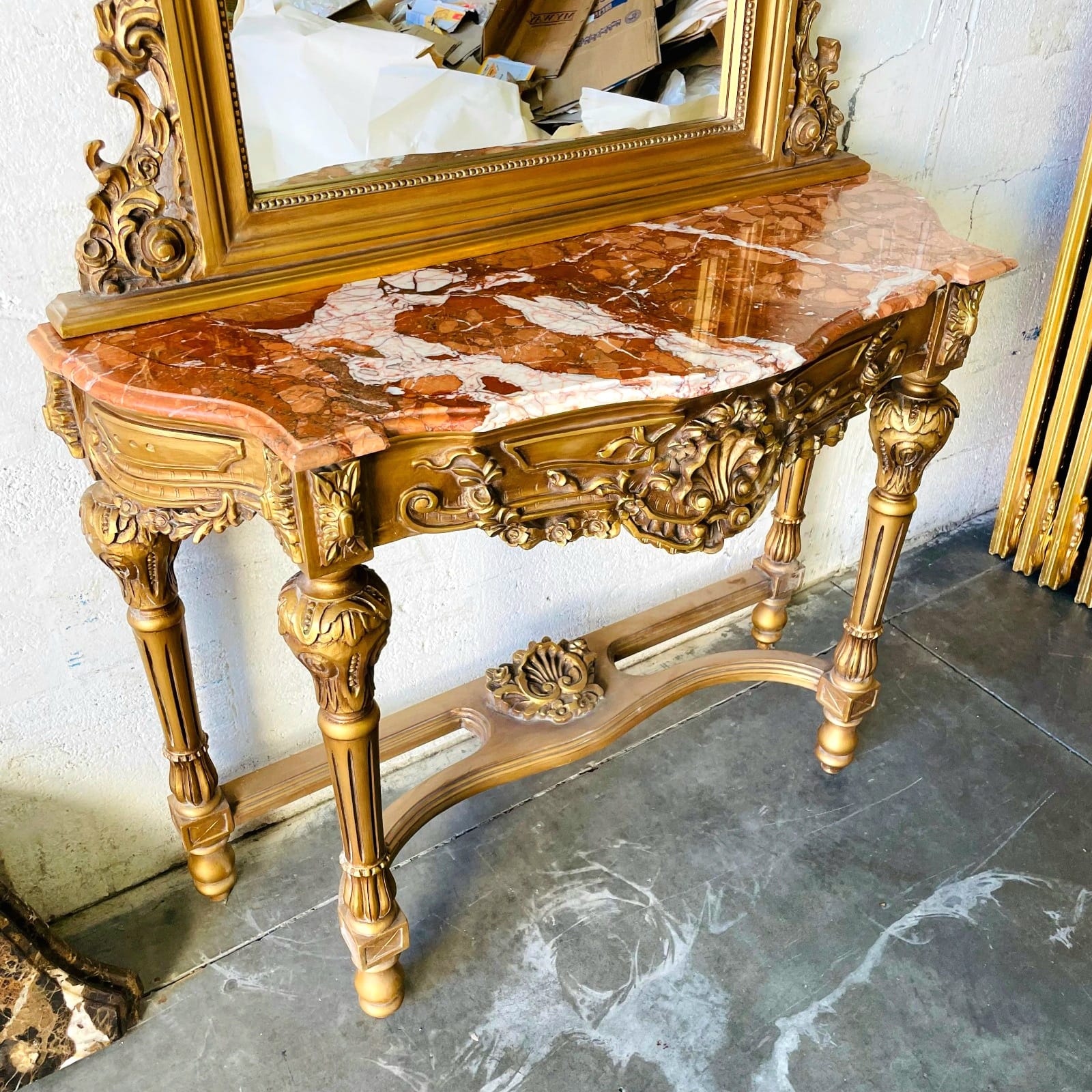 Grand Gold Vanity Set with Mirror & Console Table – French Luxury Statement