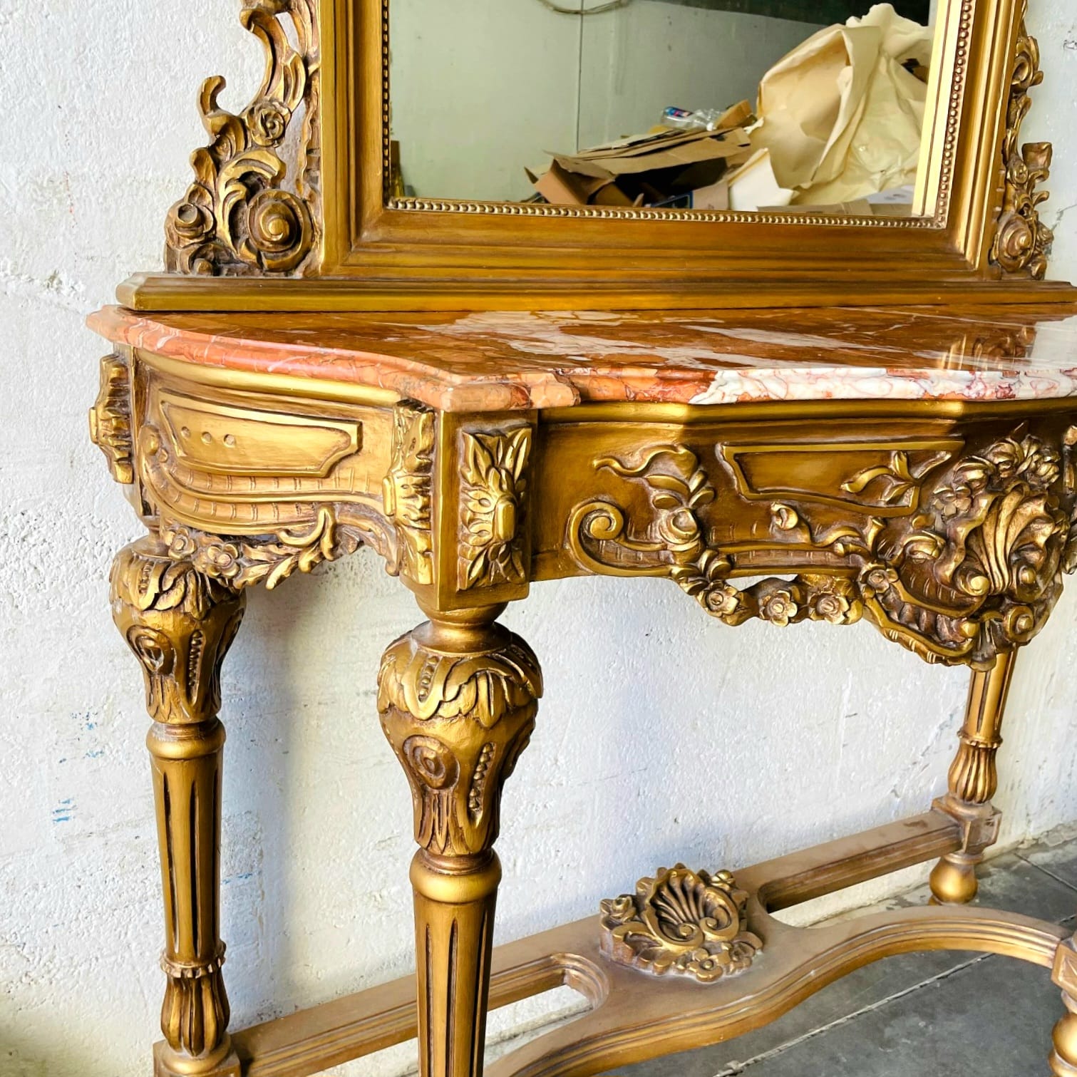Grand Gold Vanity Set with Mirror & Console Table – French Luxury Statement