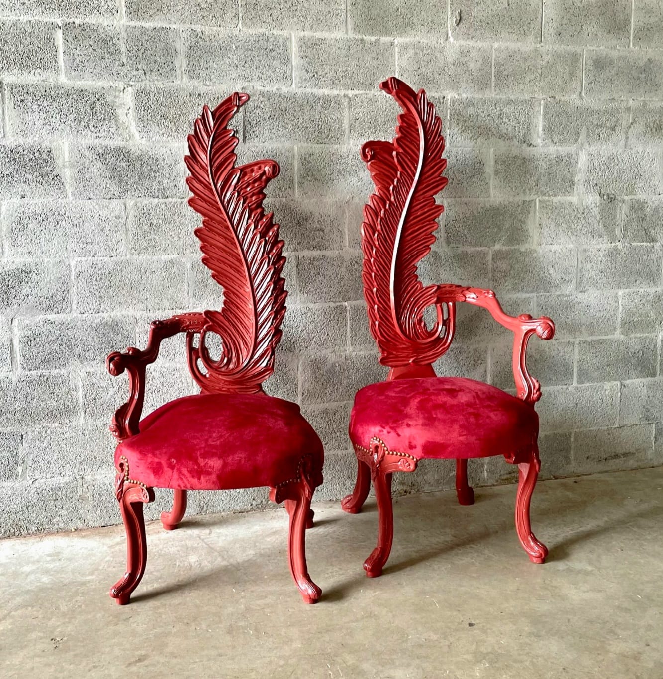 Italian Baroque Throne Chair – High Back Red Velvet