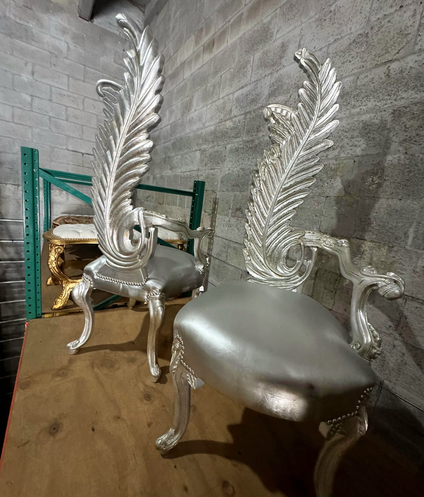 Italian Baroque Silver Throne Chair – High Back Silver Leaf