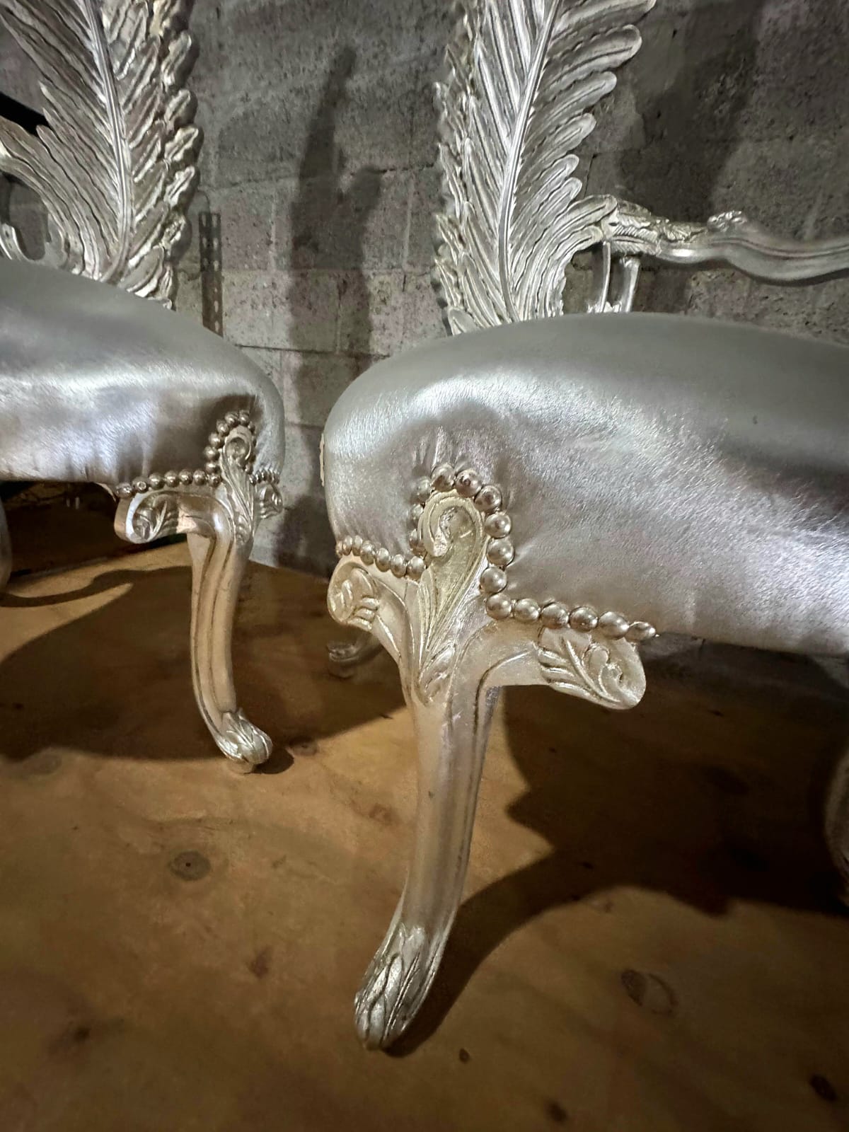 Italian Baroque Silver Throne Chair – High Back Silver Leaf