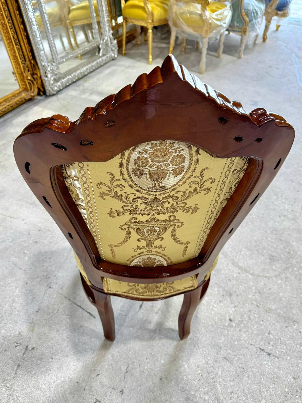 French Rococo Copper Accent Chair with Gold Leaf Details – Elegant Baroque Vintage Statement Piece
