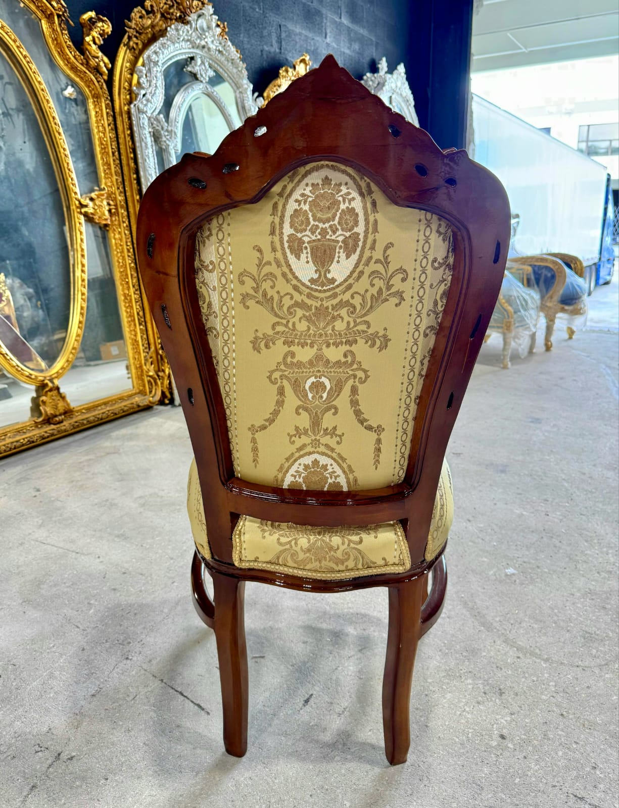 French Rococo Copper Accent Chair with Gold Leaf Details – Elegant Baroque Vintage Statement Piece