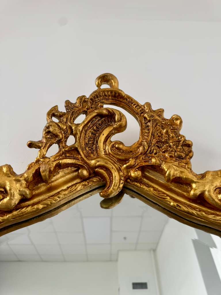 French Rococo Gold Floor Mirror – Romantic Ornate Statement Piece with Luxurious Gold Leaf Finish