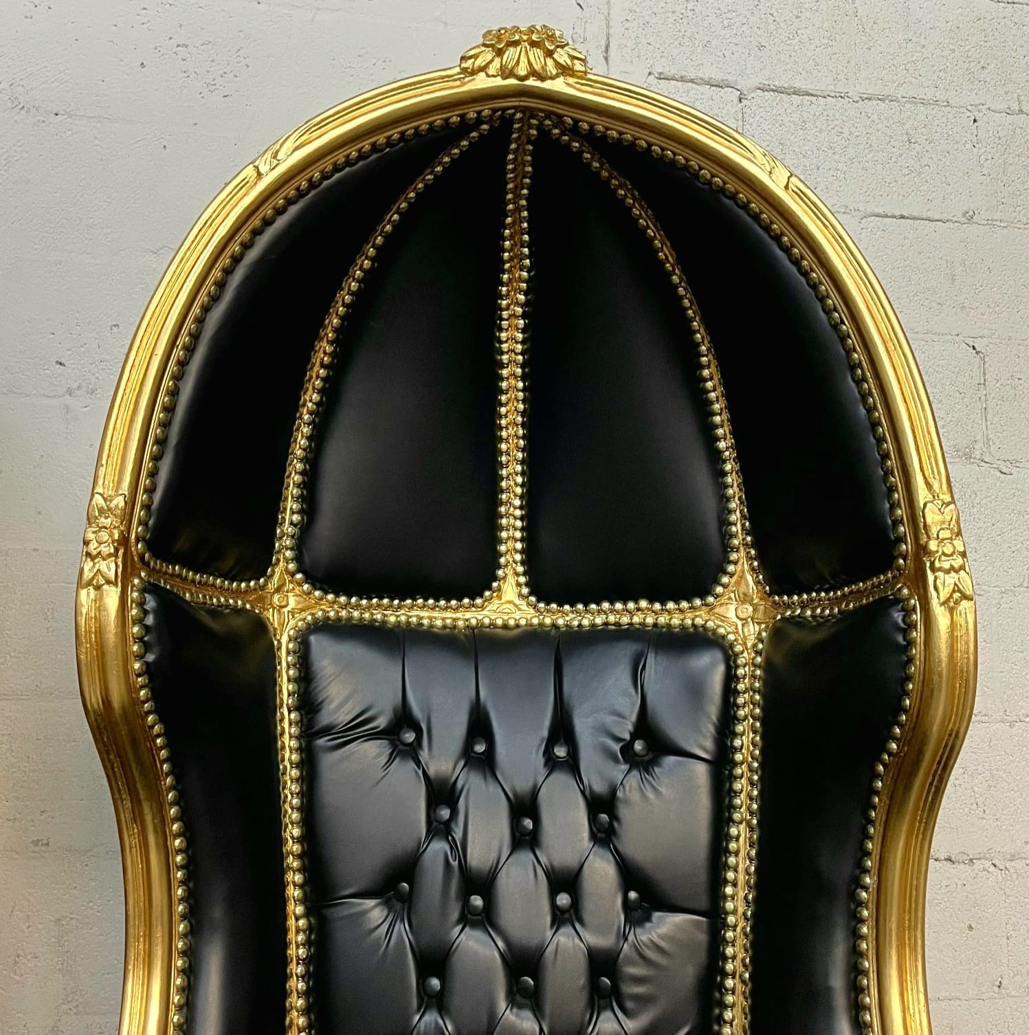 Balloon Chair French Style Black Leather High-Back Canopy Lacquer Chair