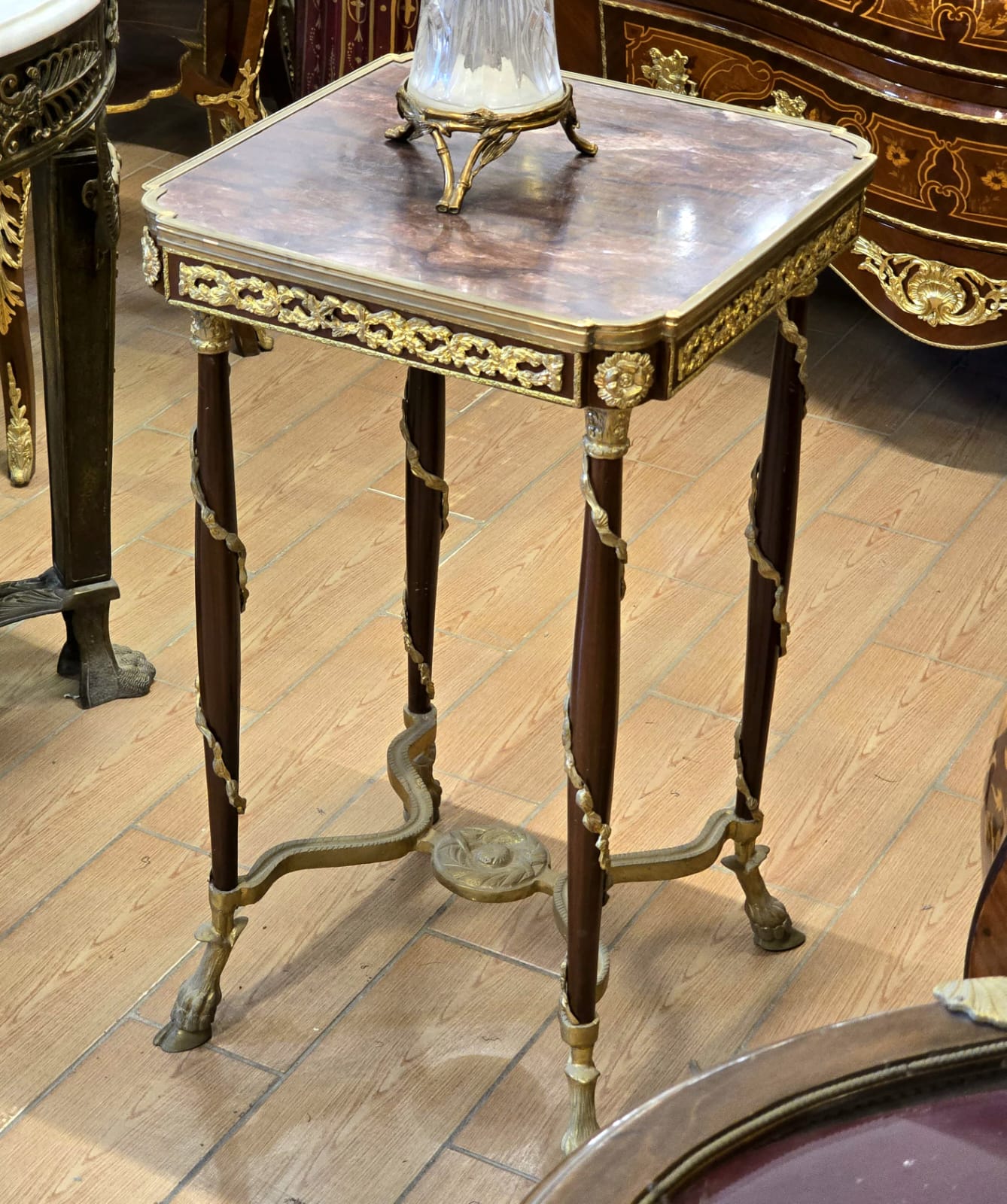 Louis XVI Gueridon Table with Bronze Hoof Feet & Ormolu Gallery