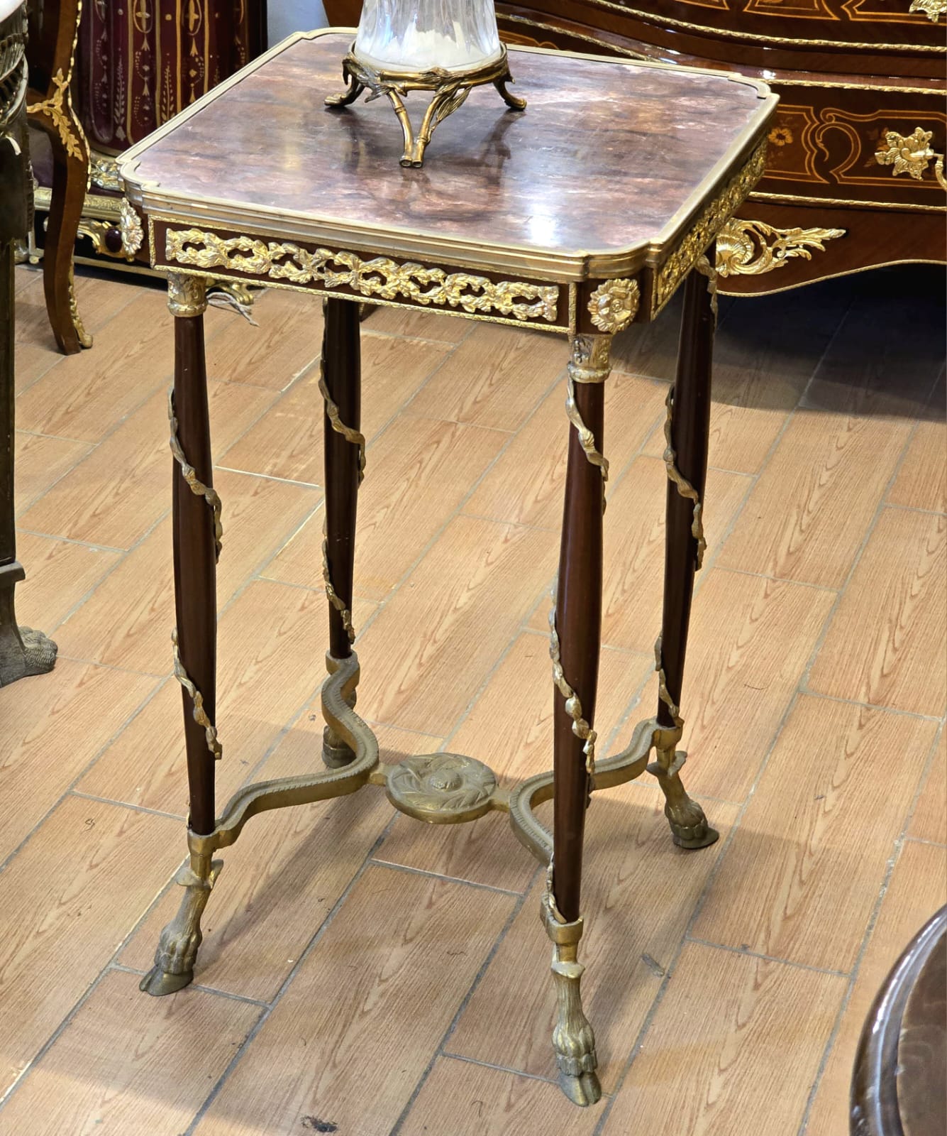 Louis XVI Gueridon Table with Bronze Hoof Feet & Ormolu Gallery