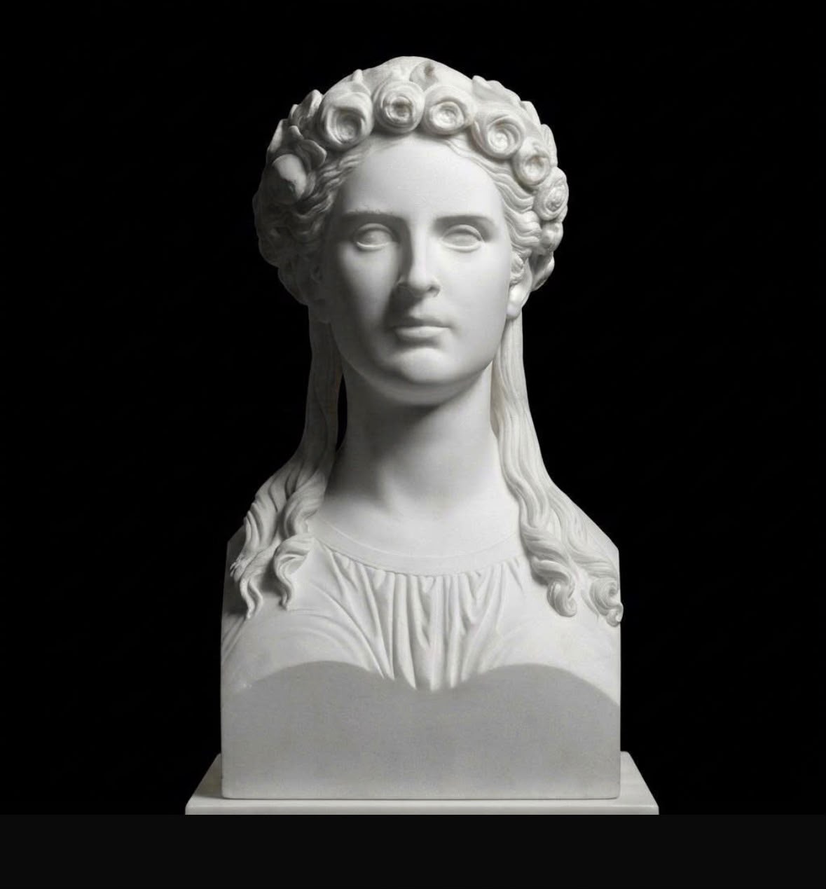 One-of-a-Kind Hand-Carved Natural Marble Bust Sculpture – Karoline von Rehfues