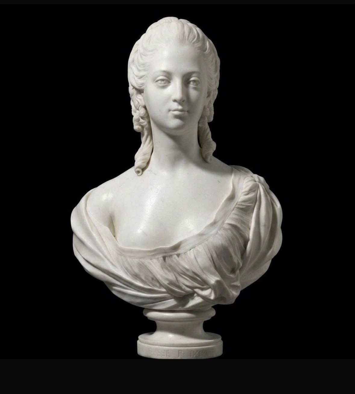 One-of-a-Kind Hand-Carved Natural Marble Bust Sculpture – Marble Bust of Madame Victoire