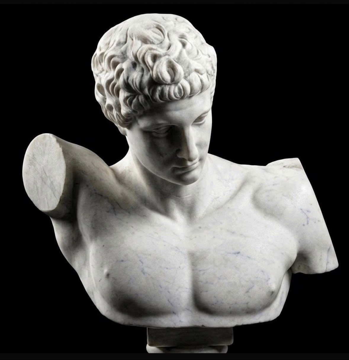 One-of-a-Kind Hand-Carved Natural Marble Bust Sculpture – Bust of Hermes of Praxiteles