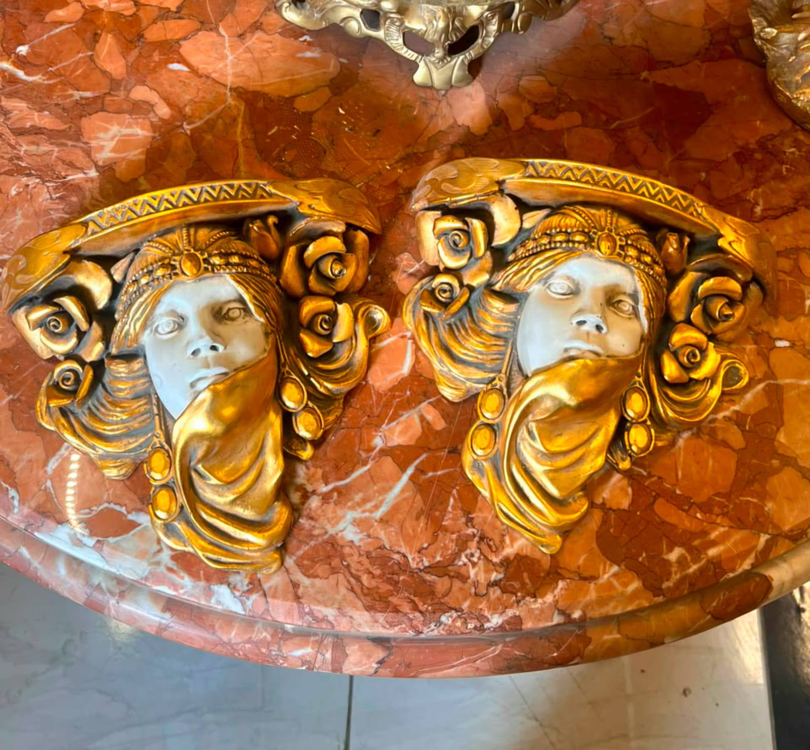 Art Nouveau Bronze Lady Wall Plaque – Hand-Finished Decorative Wall Sculpture with Antique Gold Patina
