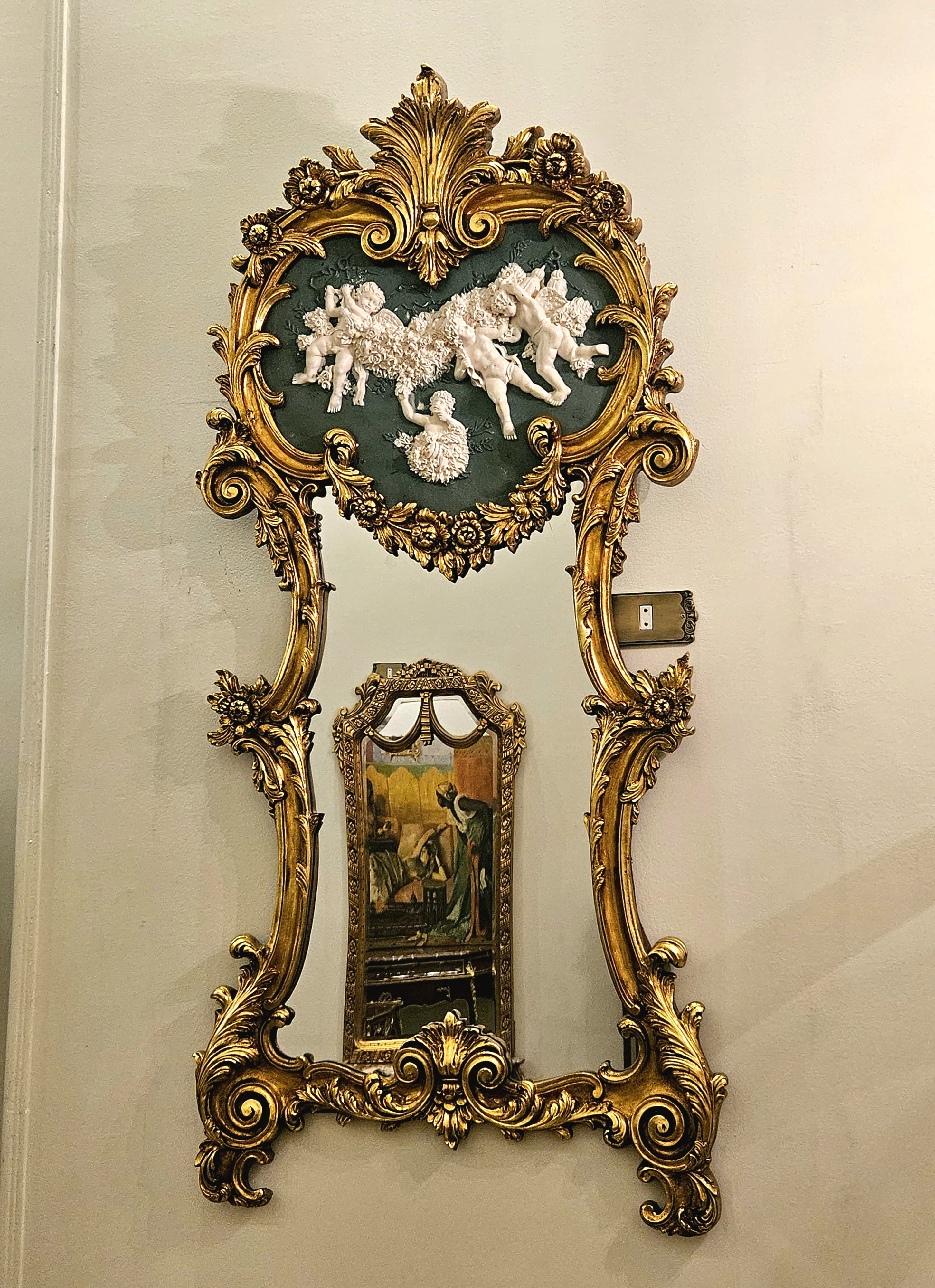 Baroque Rococo Wall Mirror – Ornate Antique French Frame, 59"H, Multiple Finishes