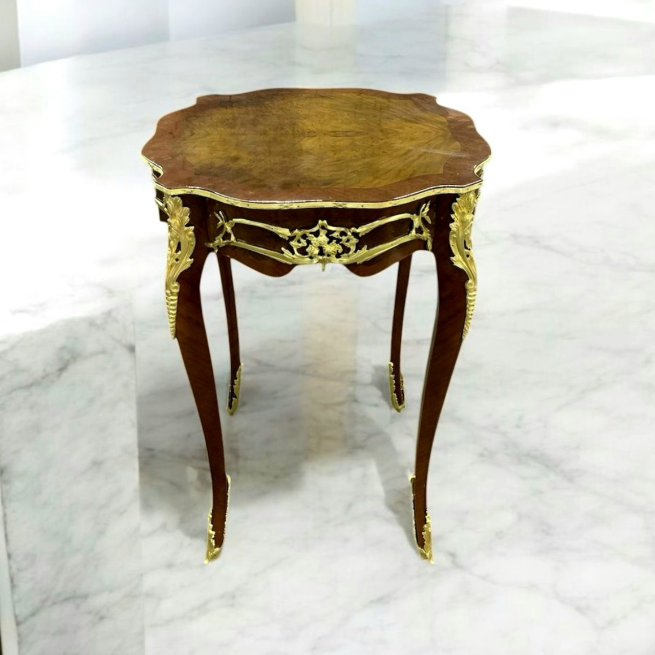 Louis XVI French Side Table – Solid Walnut Wood – Elegant Accent Furniture