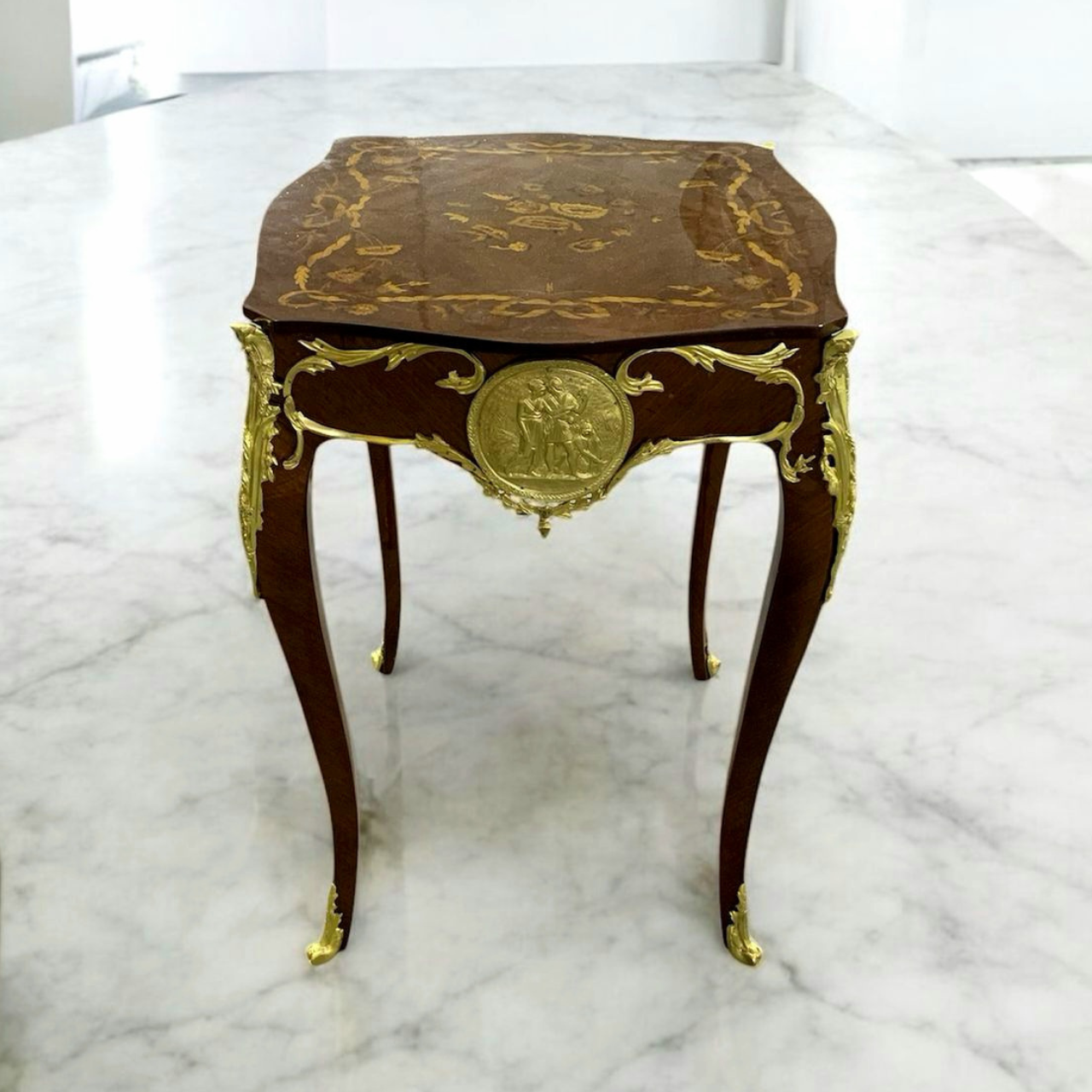 Louis XVI French Walnut Wood Side Table – French Style Accent Furniture