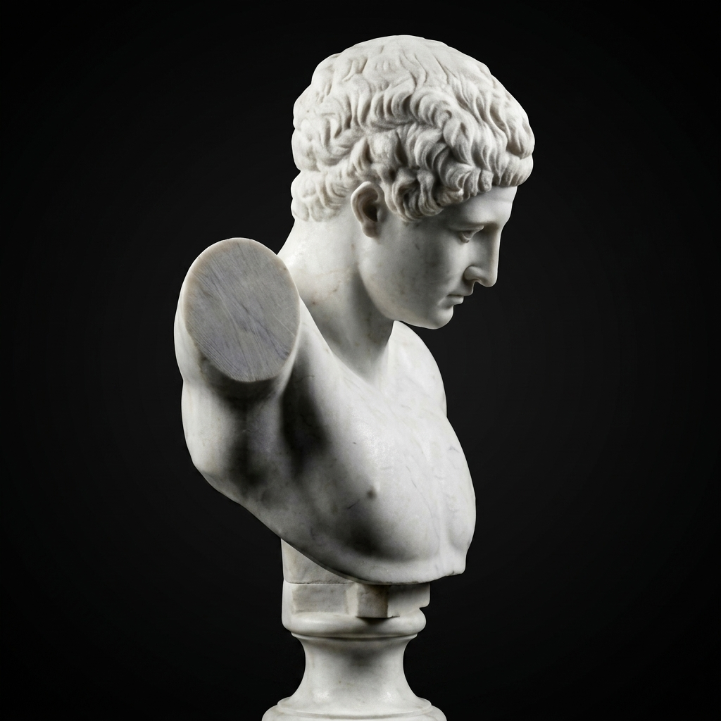 One-of-a-Kind Hand-Carved Natural Marble Bust Sculpture – Bust of Hermes of Praxiteles