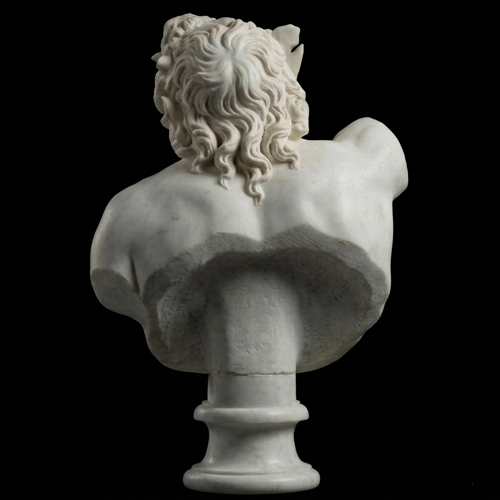 One-of-a-Kind Hand-Carved Natural Marble Bust Sculpture – Bust of a Drunken Satyr
