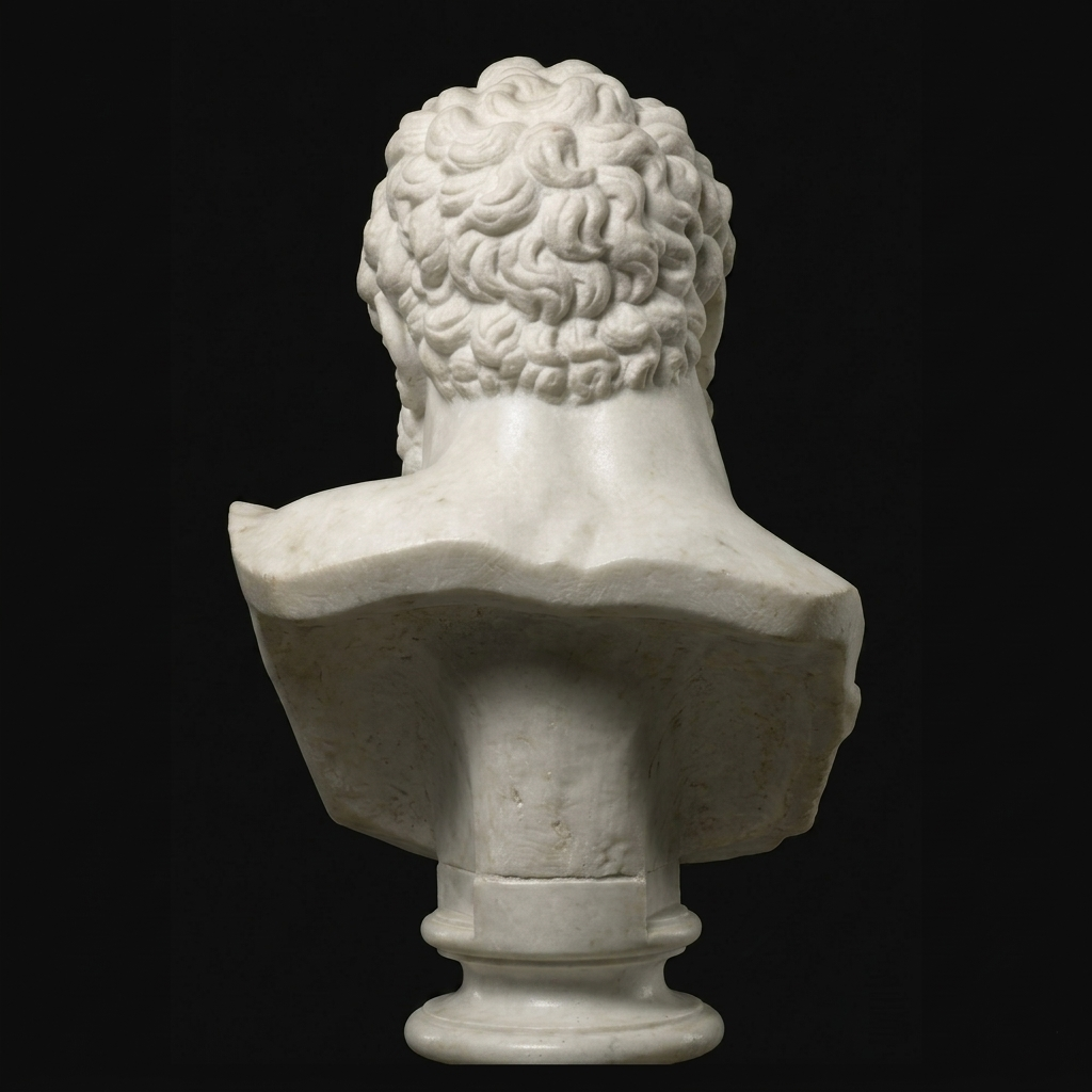 One-of-a-Kind Hand-Carved Natural Marble Bust Sculpture – Bust of the Farnese Hercules