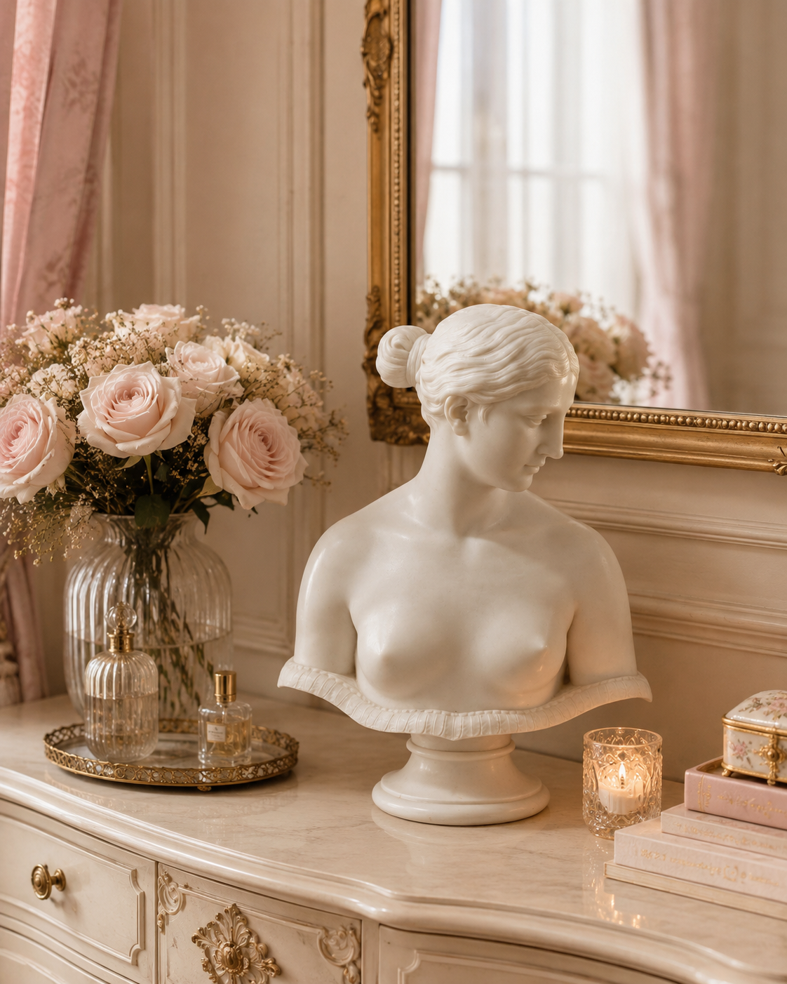 One-of-a-Kind Hand-Carved Natural Marble Bust Sculpture – The Greek Slave