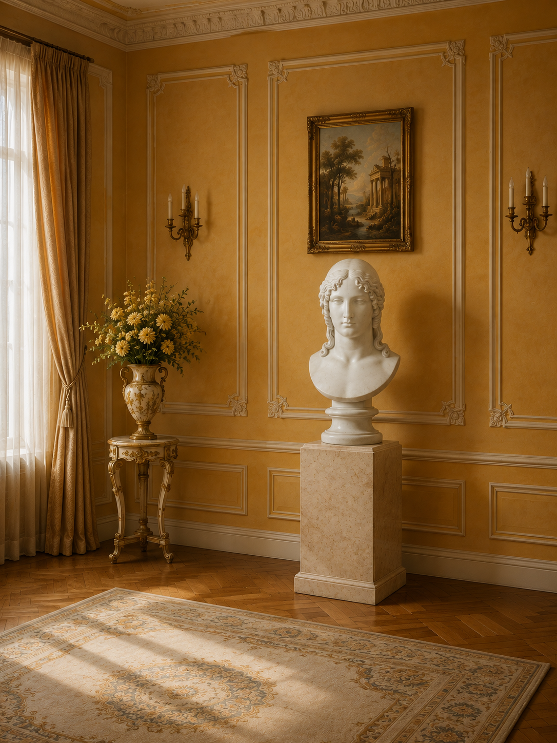 One-of-a-Kind Hand-Carved Natural Marble Bust Sculpture – Helen of Troy
