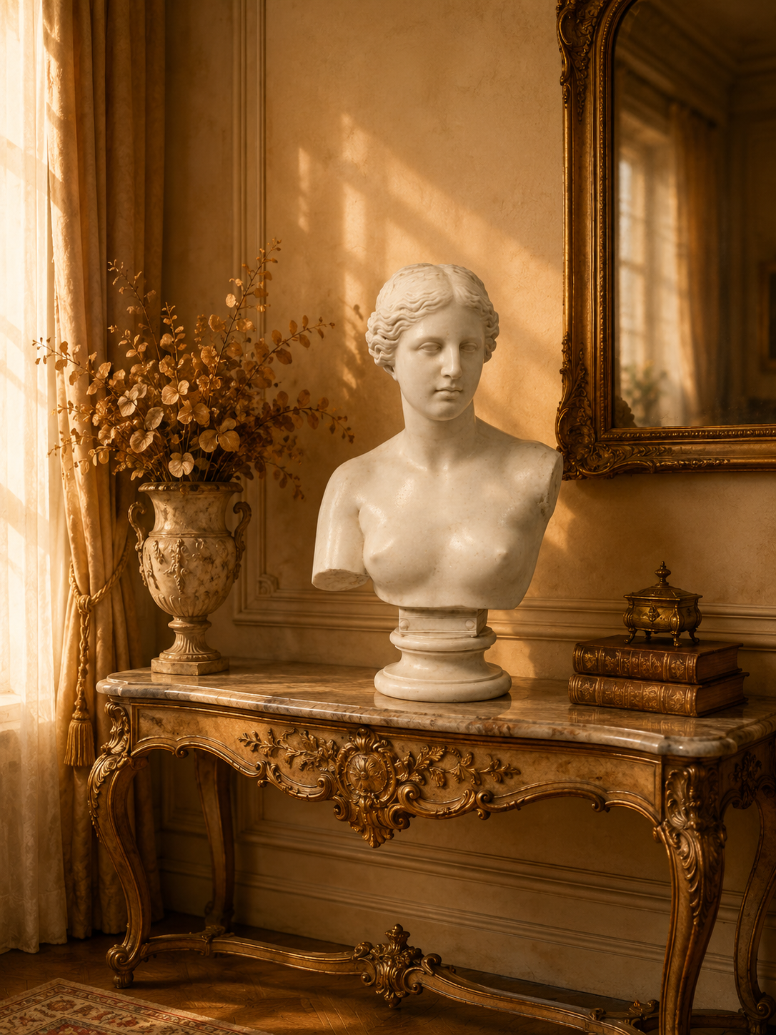 One-of-a-Kind Hand-Carved Natural Marble Bust Sculpture – Bust of Venus de Milo