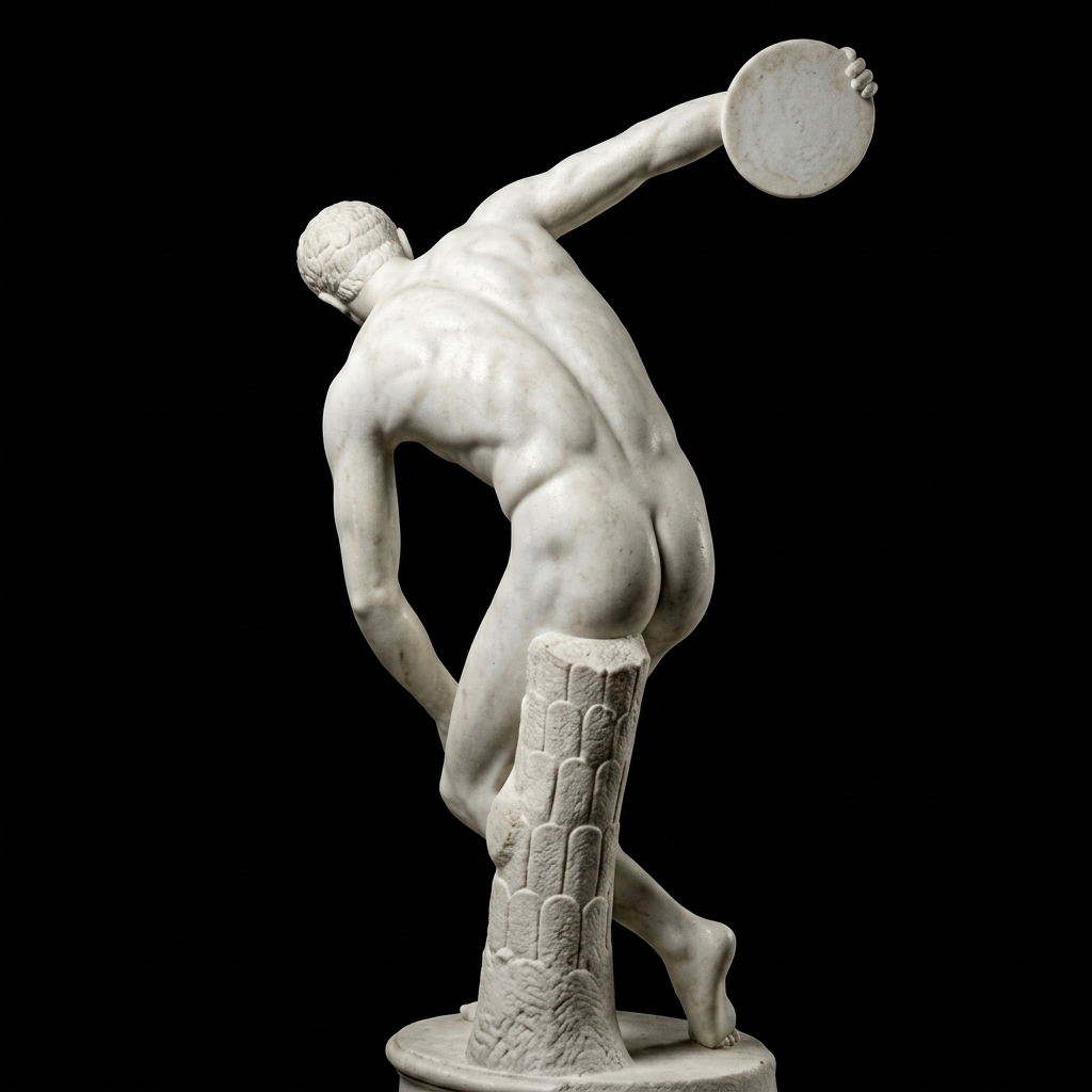Discobolus – Classical Marble Discus Thrower Sculpture