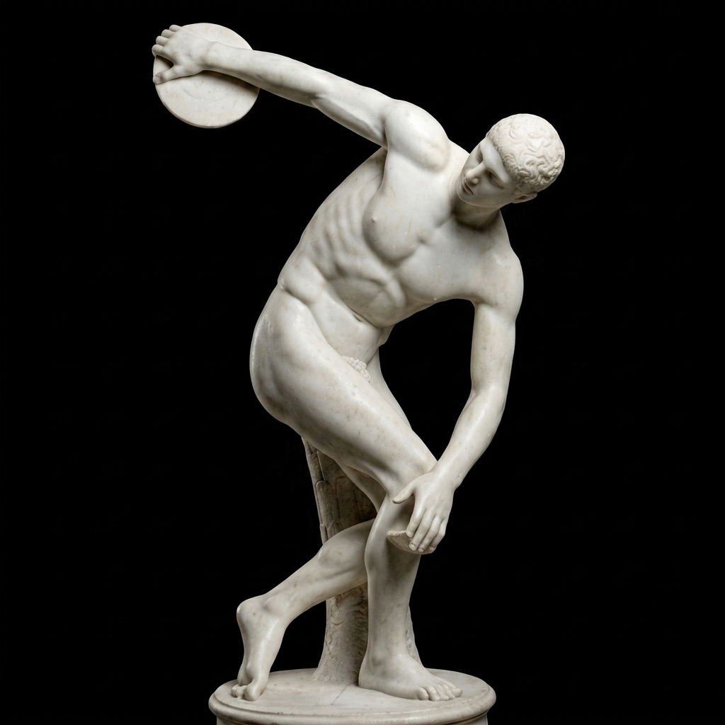 Discobolus – Classical Marble Discus Thrower Sculpture