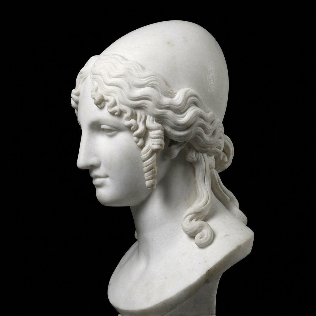 One-of-a-Kind Hand-Carved Natural Marble Bust Sculpture – Helen of Troy