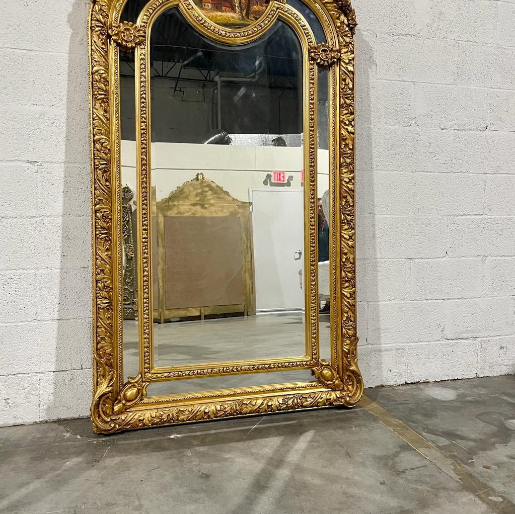 French Style Gold Floor Mirror 7 Feet Tall Gold Leaf Art Detail