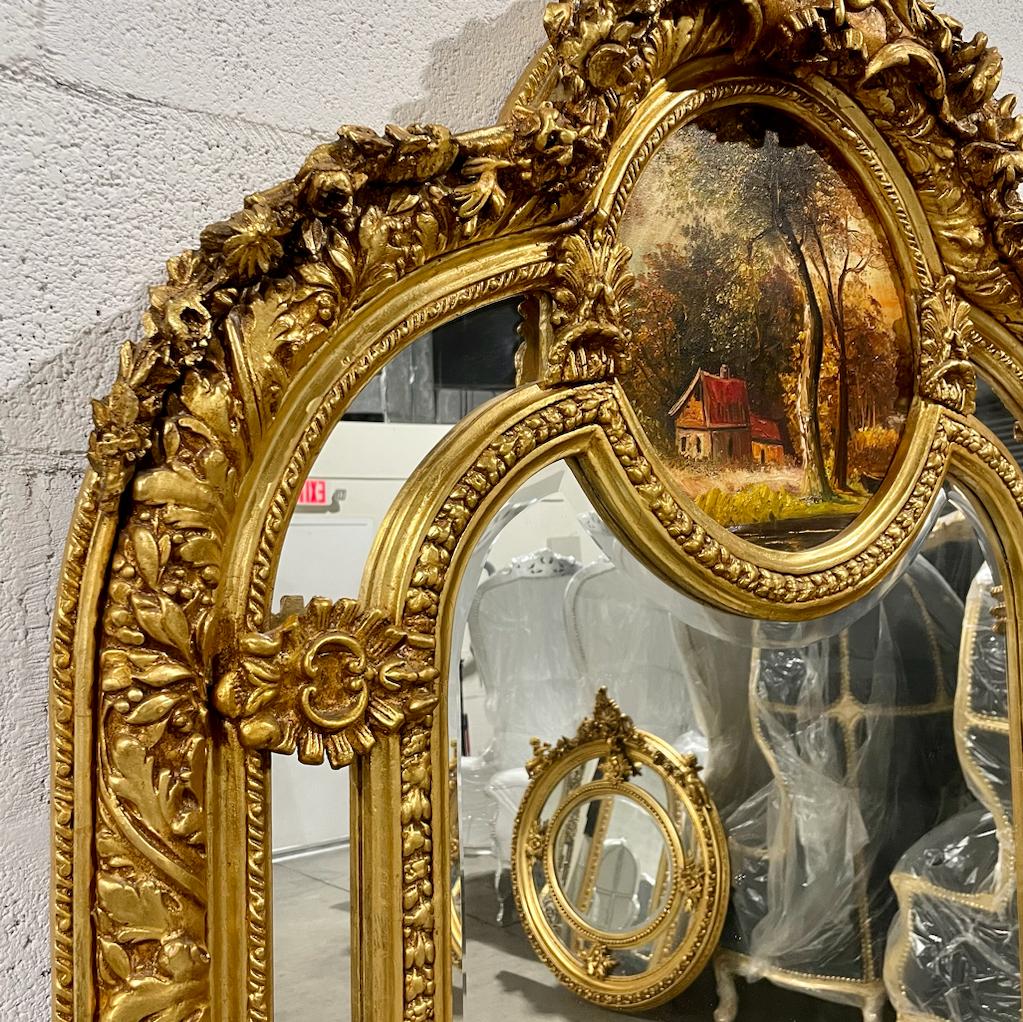 French Style Gold Floor Mirror 7 Feet Tall Gold Leaf Art Detail