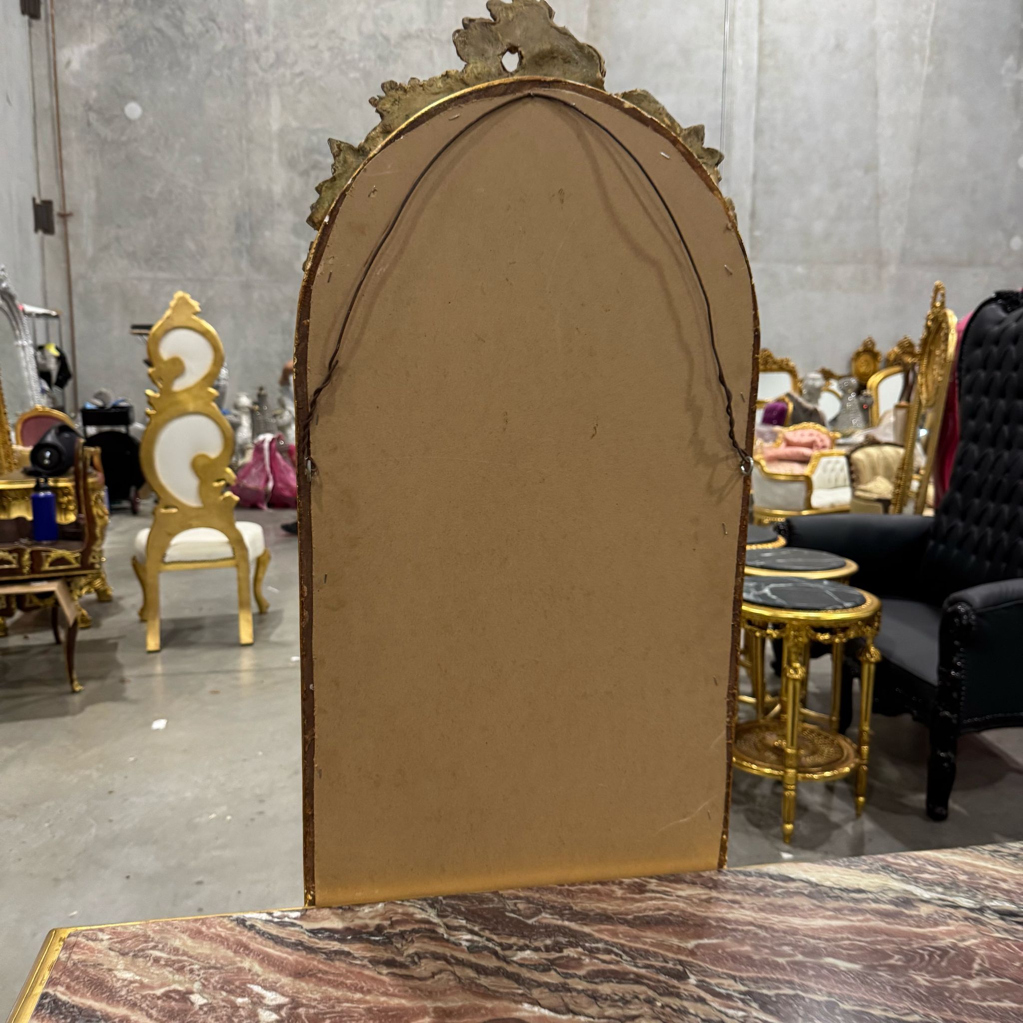 French Baroque Style Gold Woman Floor Mirror Gold Leaf Details