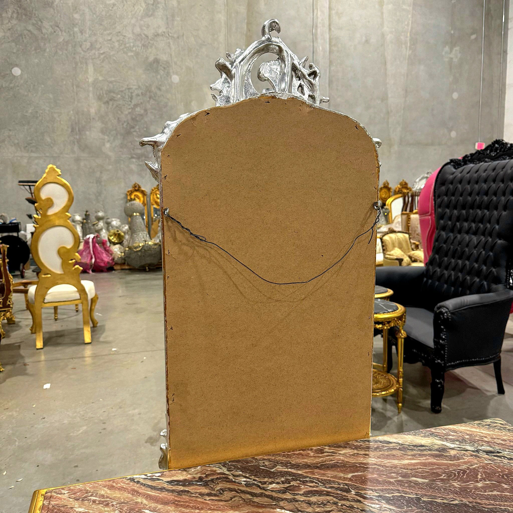 Elegant French Silver Floor Mirror – Hand-Applied Silver Leaf Finish