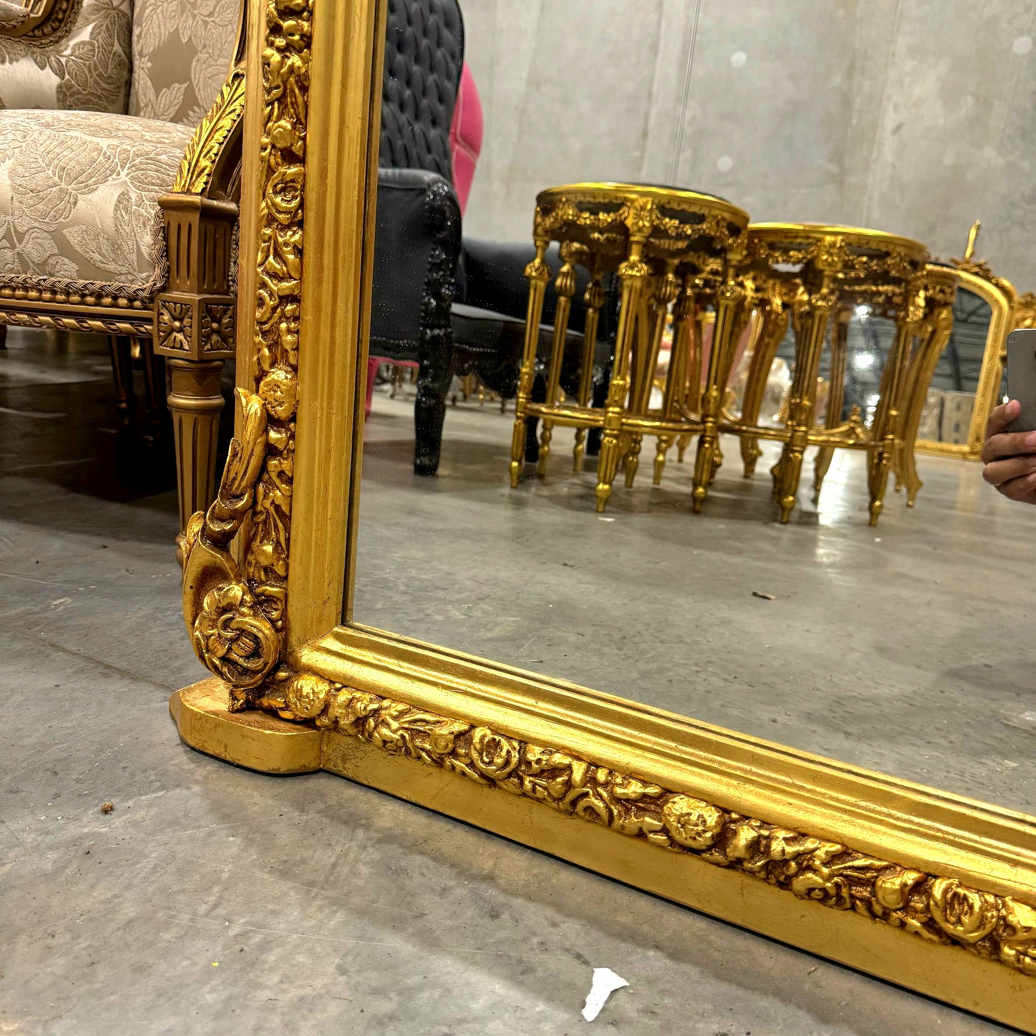 French Style Gold Floor Mirror 5 Feet Tall Baroque Rococo Wall Mirror