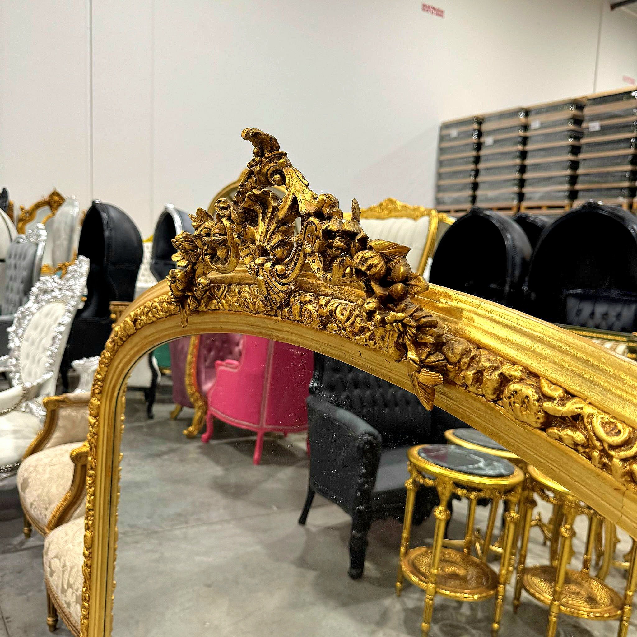 French Style Gold Floor Mirror 5 Feet Tall Baroque Rococo Wall Mirror