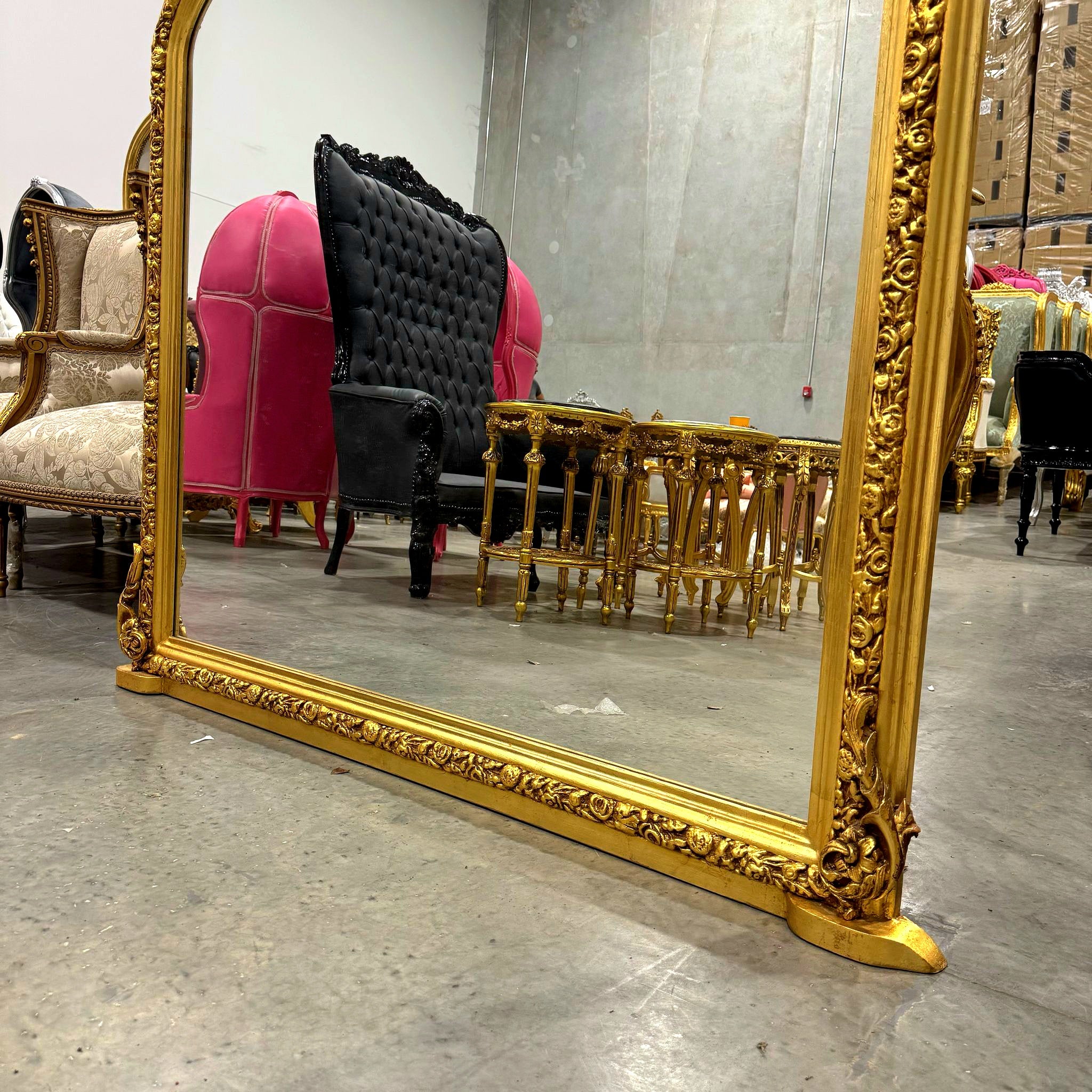French Style Gold Floor Mirror 5 Feet Tall Baroque Rococo Wall Mirror