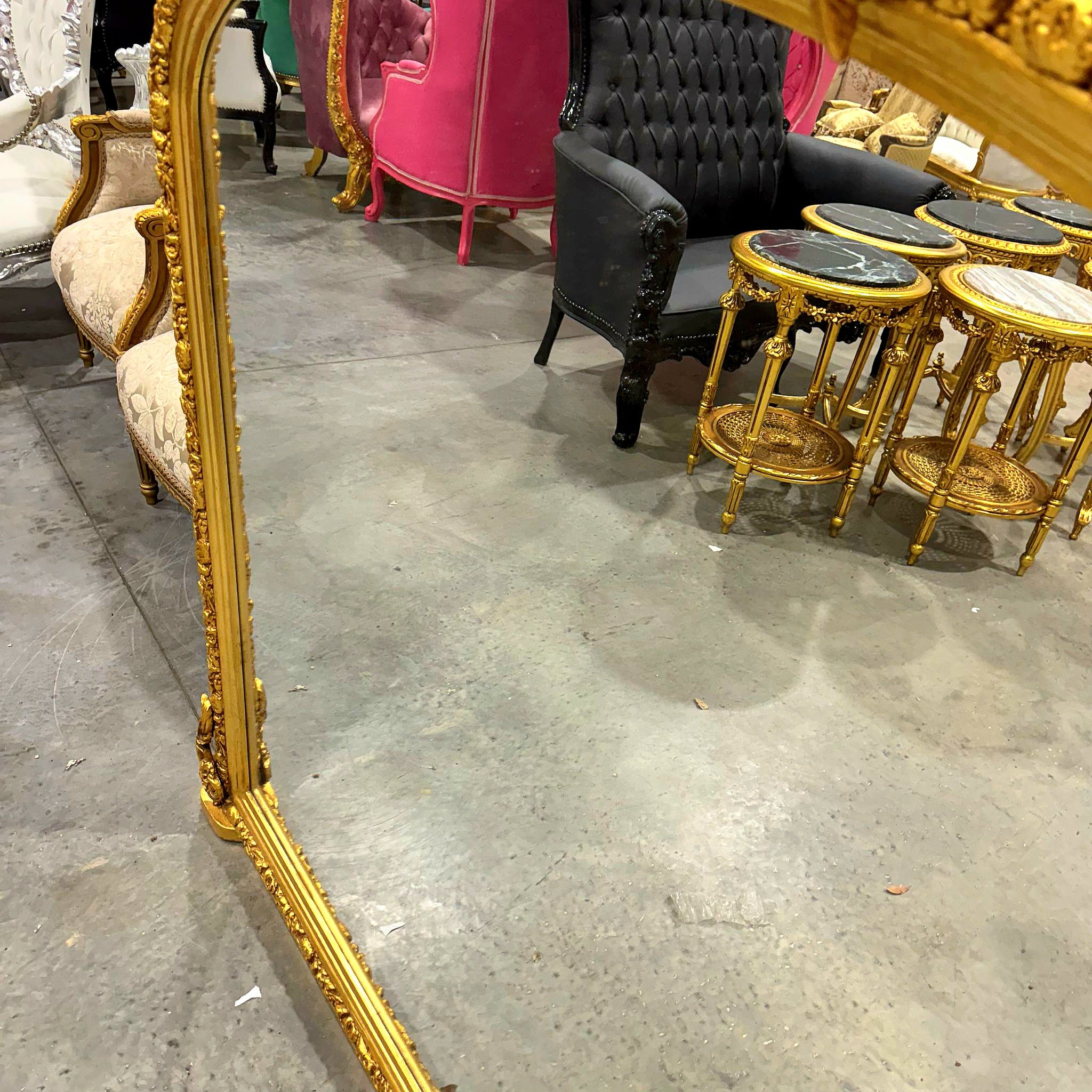 French Style Gold Floor Mirror 5 Feet Tall Baroque Rococo Wall Mirror