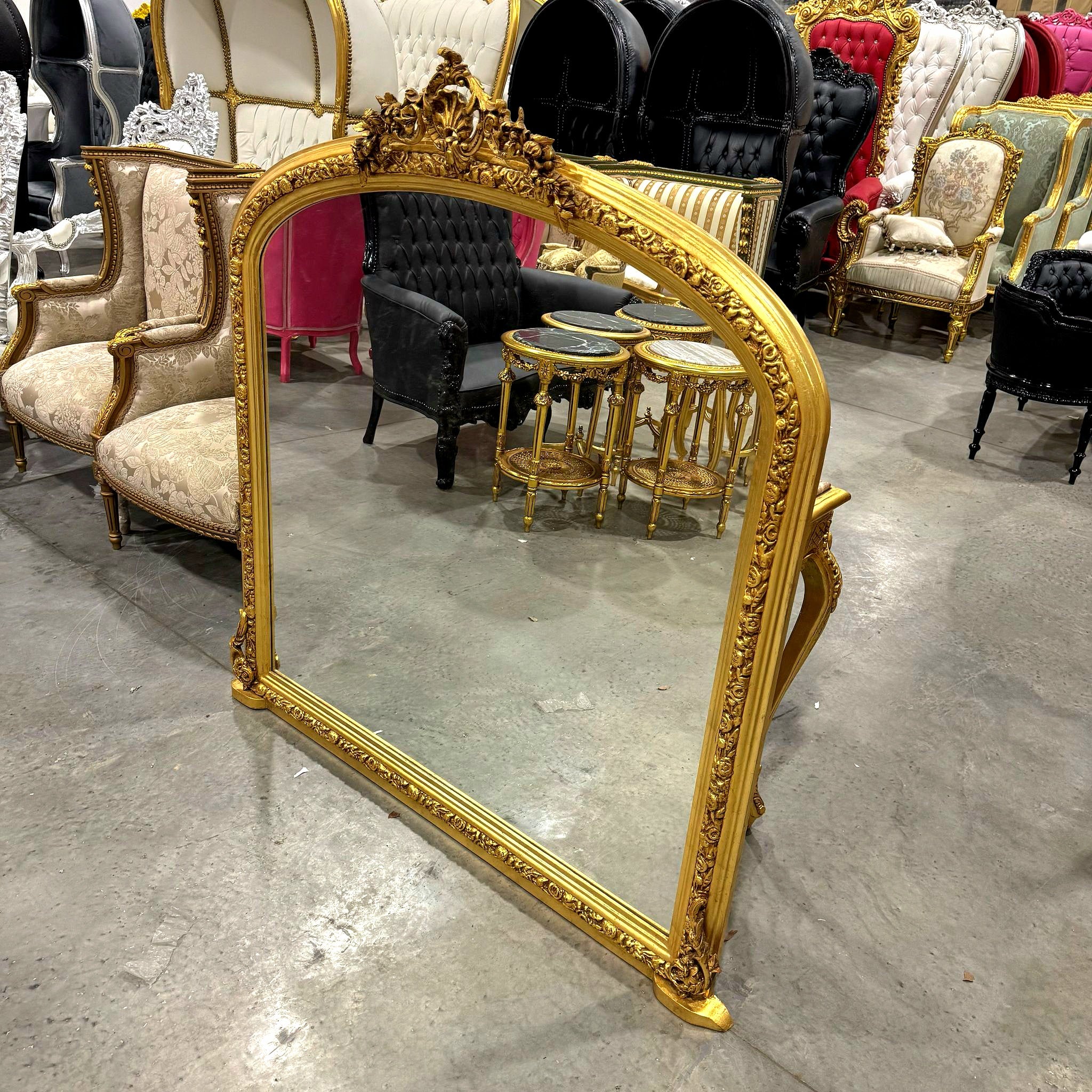 French Style Gold Floor Mirror 5 Feet Tall Baroque Rococo Wall Mirror