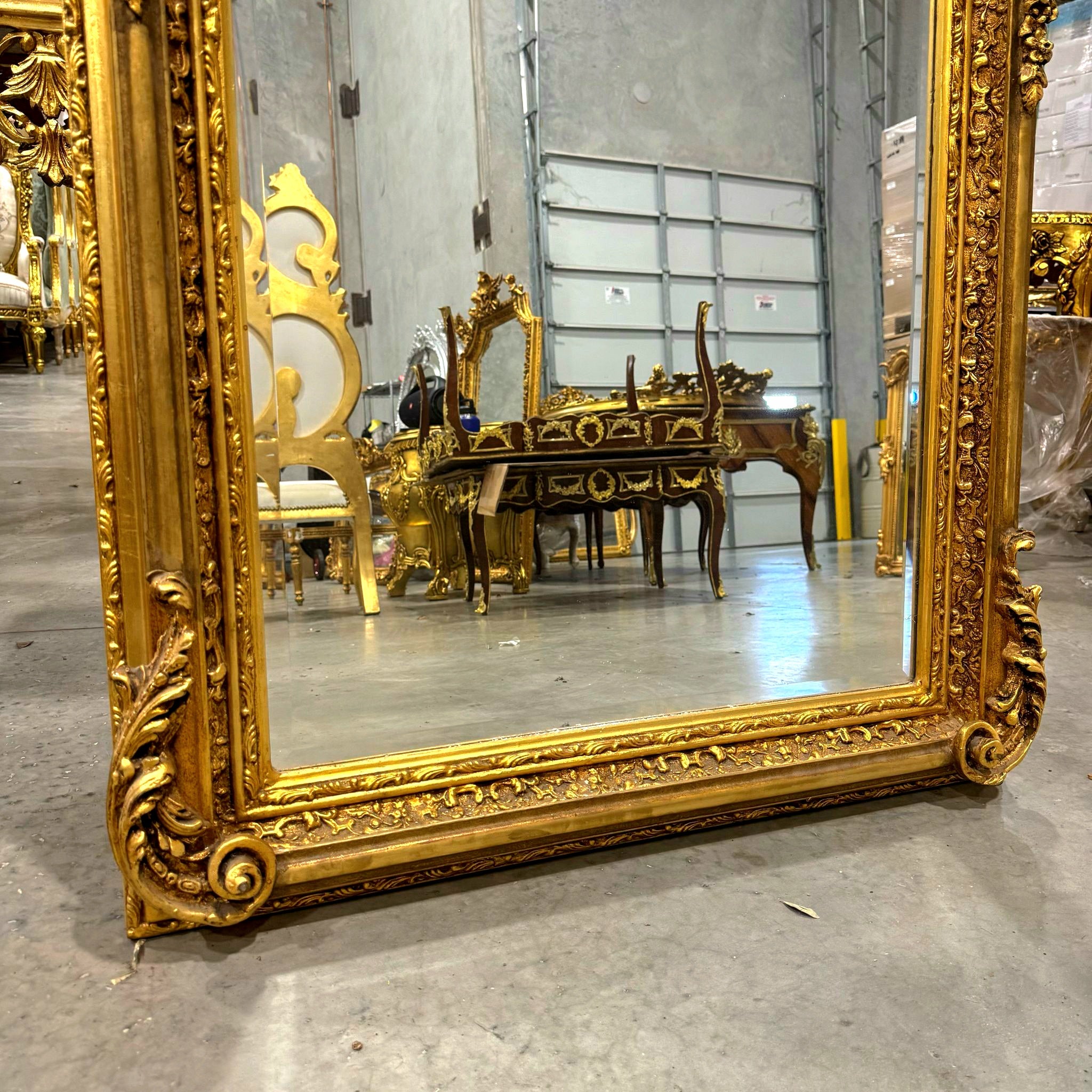 Gold Birds Floor Mirror 5 Feet Tall French Style Furniture Gold Leaf